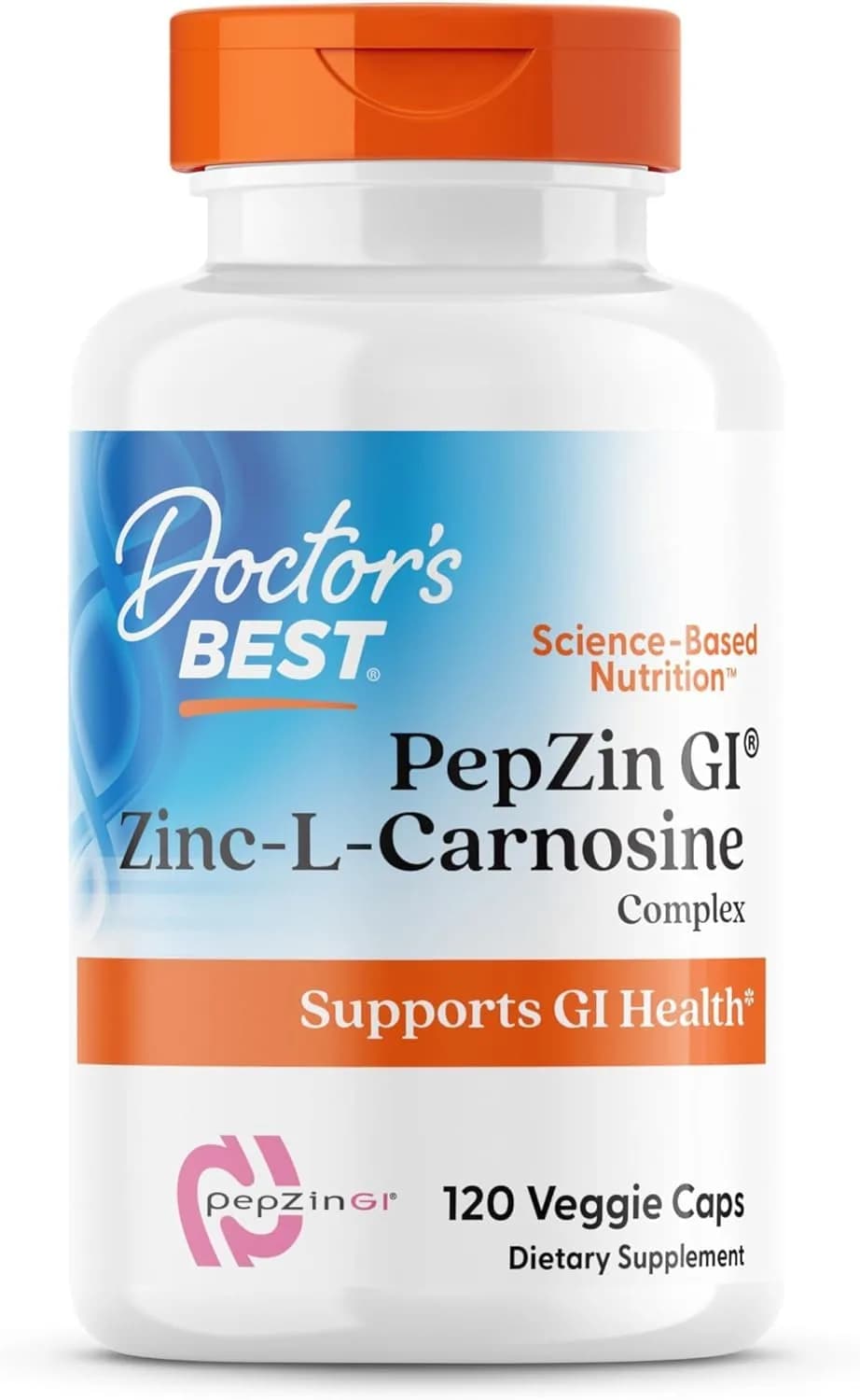 Doctor's Best PepZin GI Zinc-L-Carnosine Complex 120 Veg Capsules | Supports Gut Health & Stomach Comfort - main product image