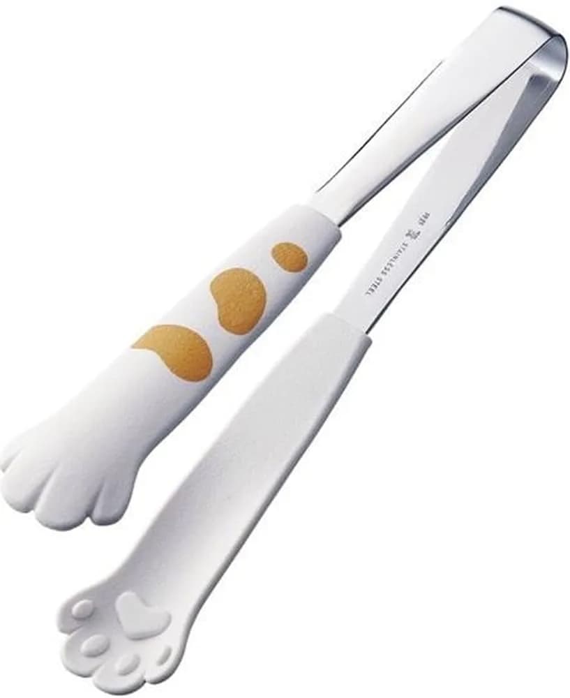 Tanabe Metal Fittings Miya Catch Cat Tongs, 7-Inch (17.8 cm), White | Heat-Resistant Up to 220°C - main product image
