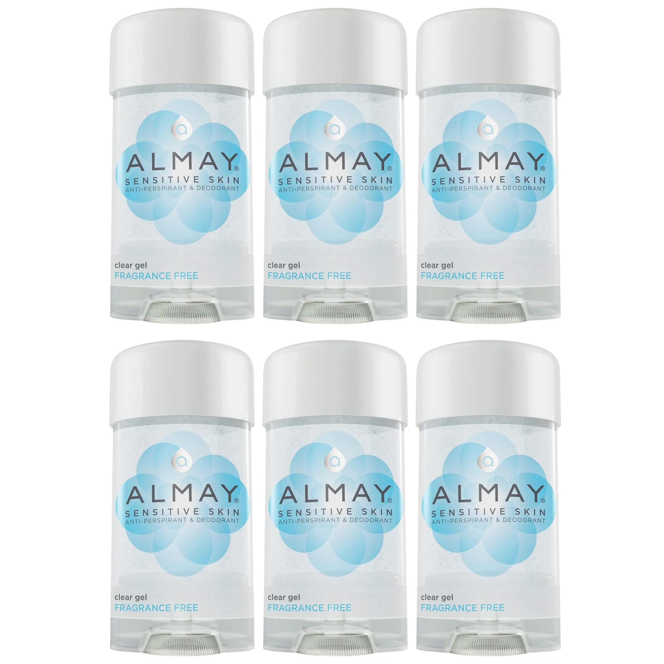 Almay Sensitive Skin Clear Gel Antiperspirant Deodorant Fragrance-Free 2.25 oz (6 oz Pack) | Dermatologist Tested for Sensitive Skin - main product image