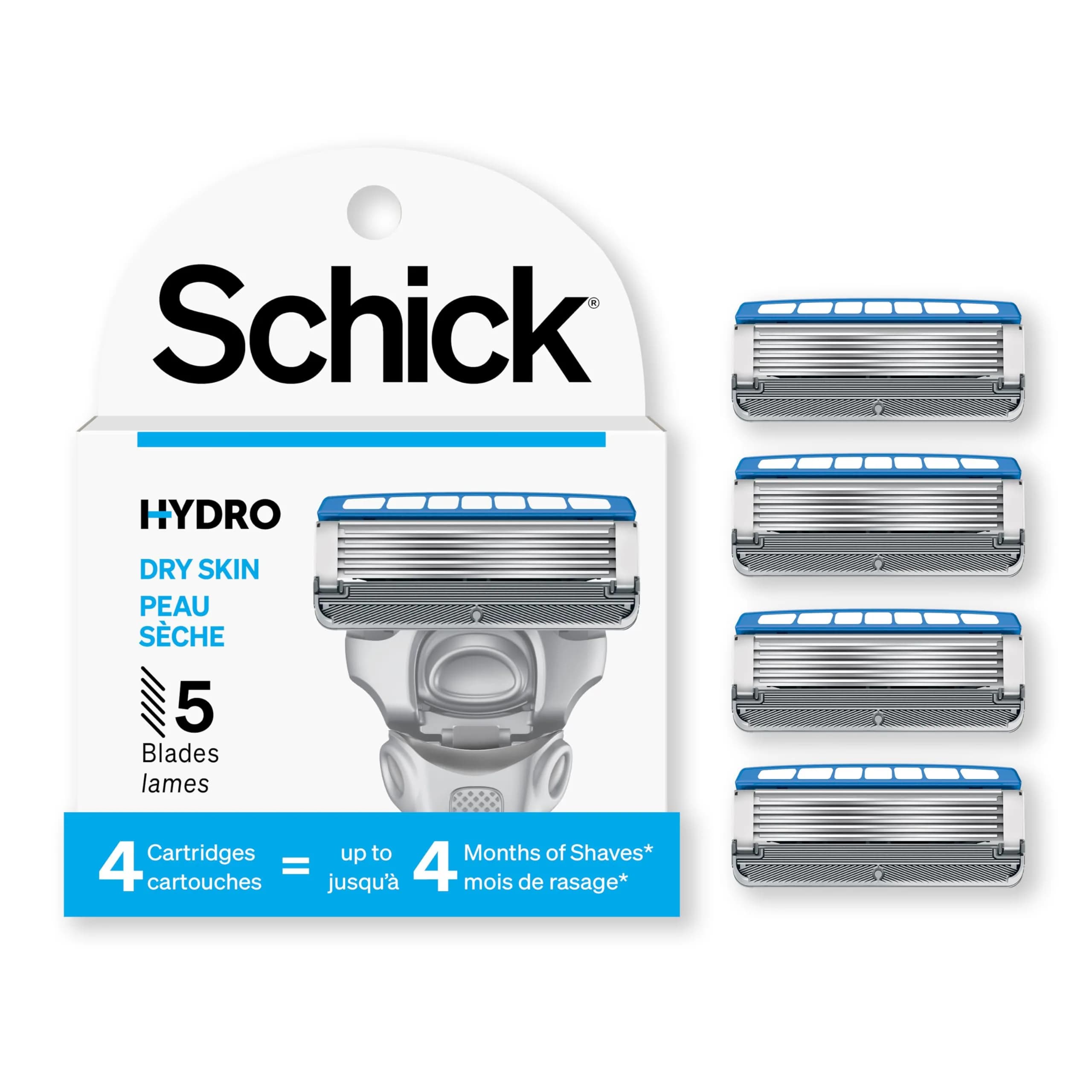 Schick Hydro 5 Sense Hydrate Razor Refills for Men, 4 Count (Pack of 1) | 5-Blade Cartridges with Hydrating Gel - main product image