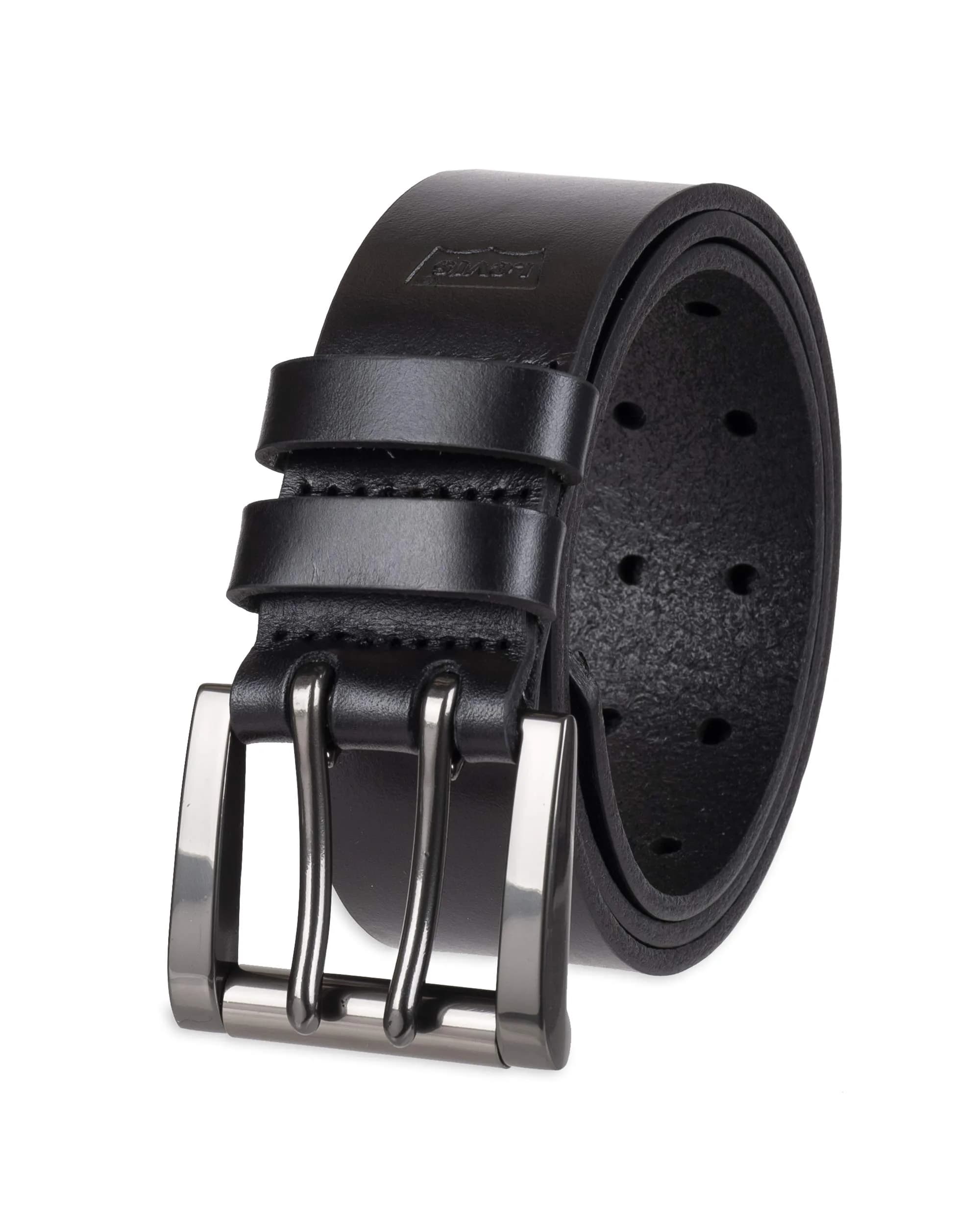 Levi's Men's Double Prong Casual Belt, Black, 38 | Classic Leather Belt for Men