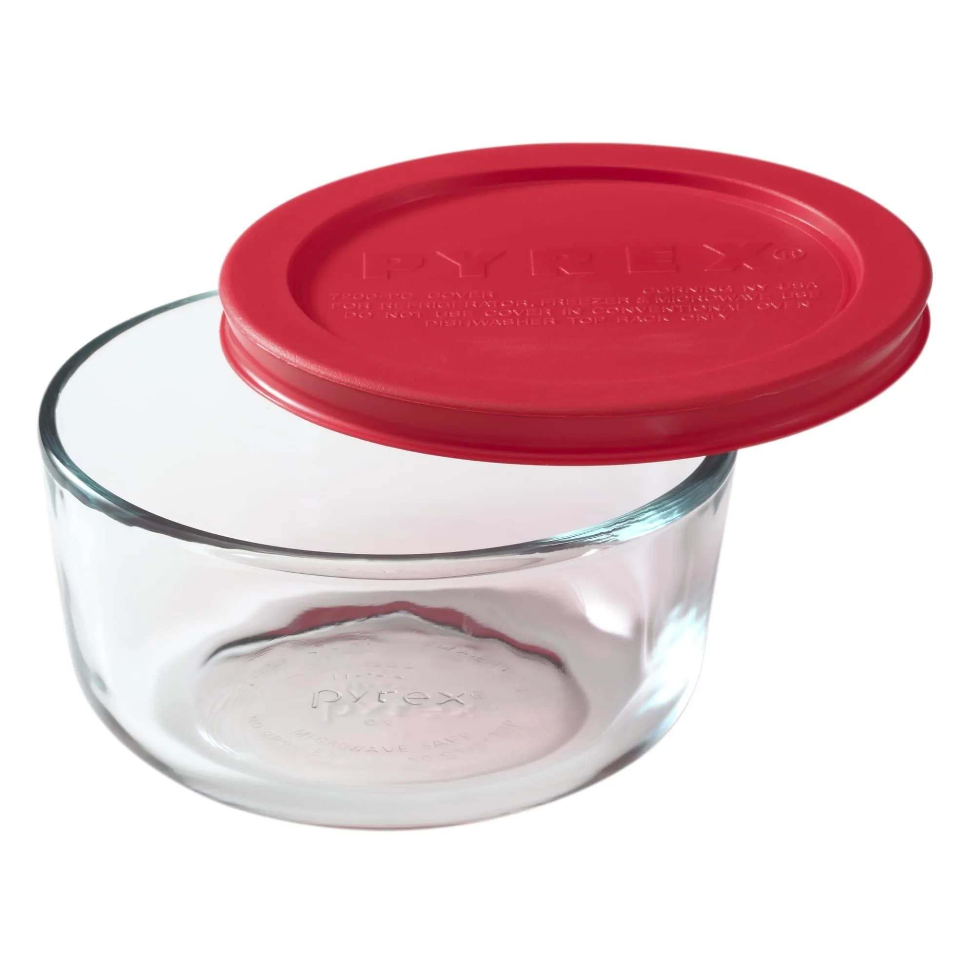 Pyrex Simply Store 1 Cup Round Glass Food Storage Container with Red Lid | 237ml (8 fl oz)