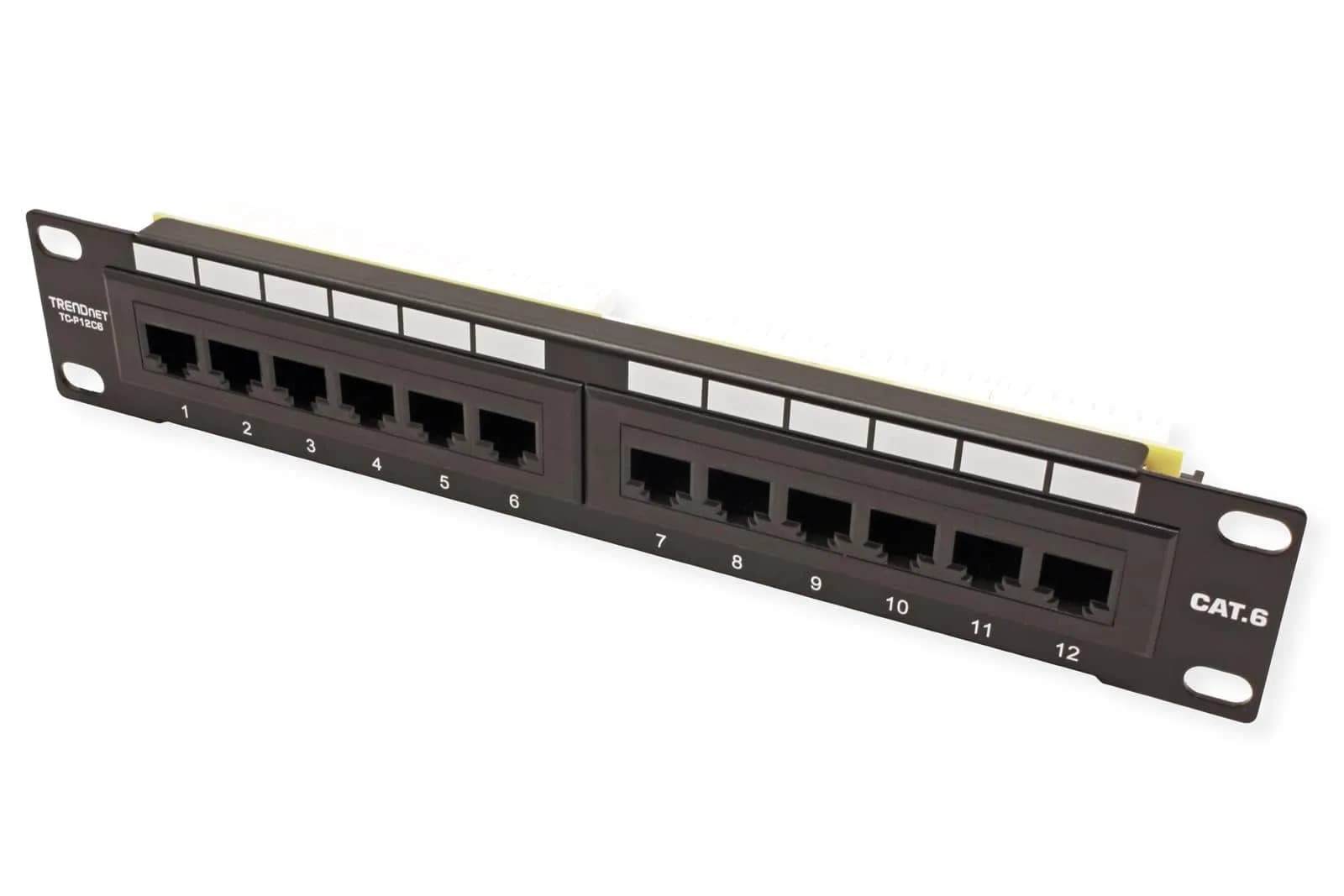 TRENDnet 12-Port Cat6 Unshielded Patch Panel, TC-P12C6, Metal Housing | 250MHz Gigabit Ethernet Ports for Home & SMB - main product image