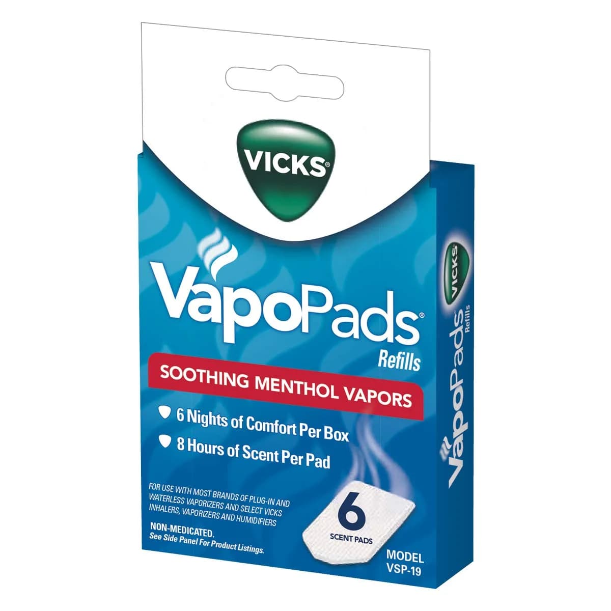 Vicks VapoPads Soothing Menthol Vapor Pads 6 Count (156 g) | Breathe Easier with 8 Hours of Comfort - main product image