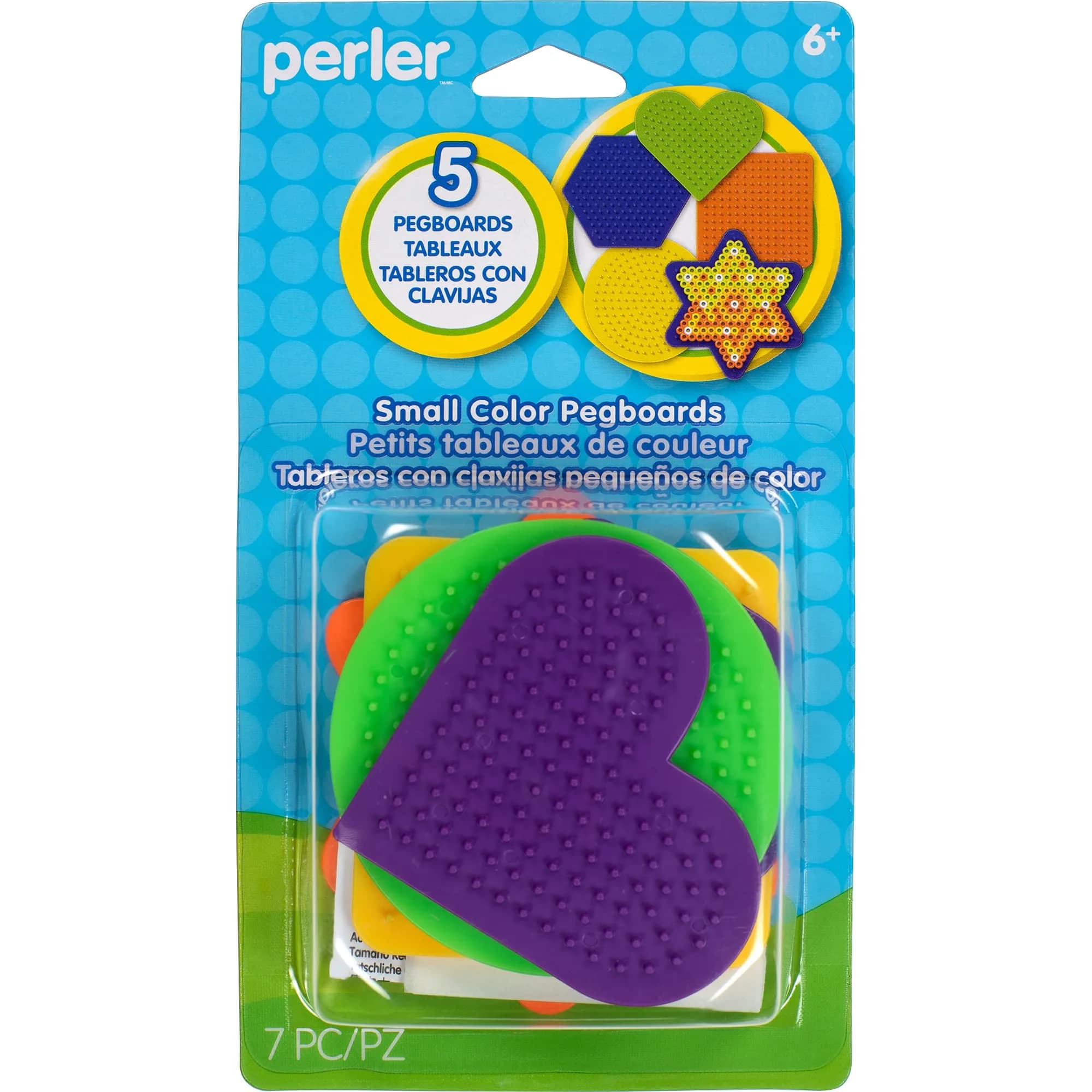 Perler Beads Small Fun Shaped Pegboards 5 Pack | Reusable Plastic Shapes for Creative Crafts - main product image