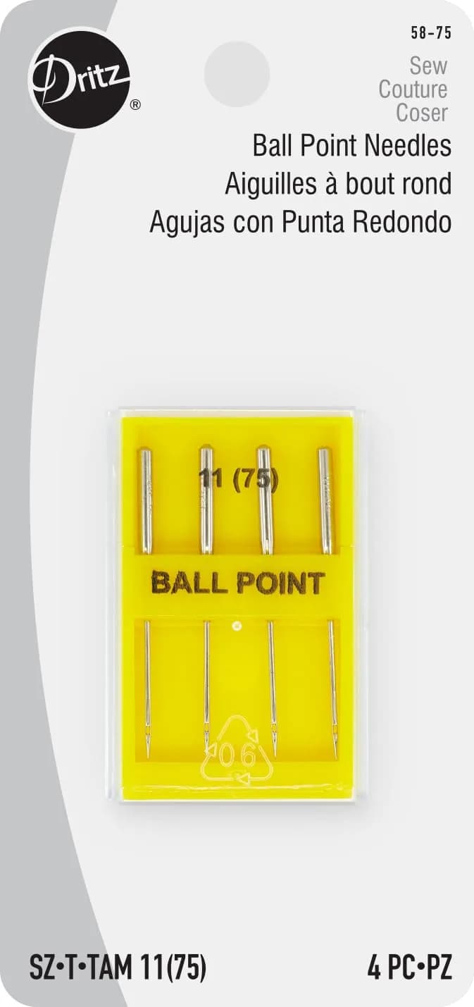 Dritz Ballpoint Machine Needles Size 11 Nickel | Suitable for Knit Fabrics (70-120 chars)