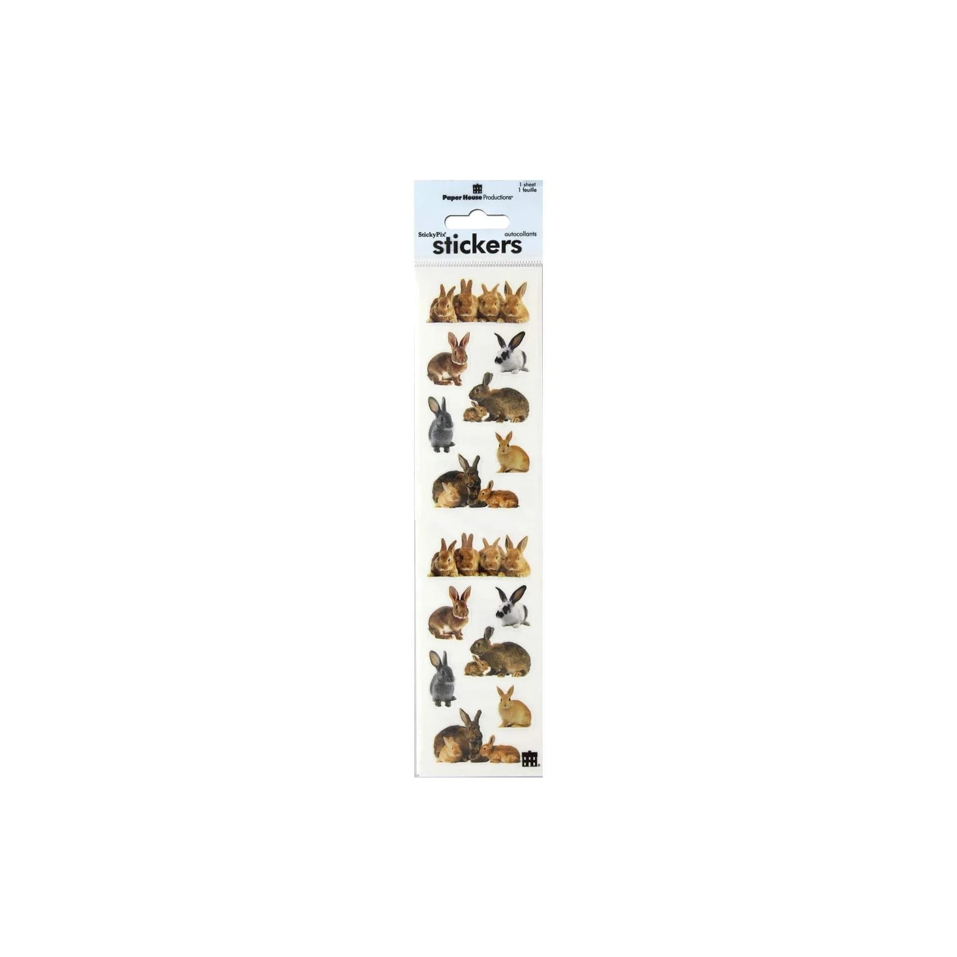 Paper House Productions ST-2221E Photo Real Stickypix Stickers, Bunnies, 2-Inch by 4-Inch Modules | Cartoon Animal Theme - main product image