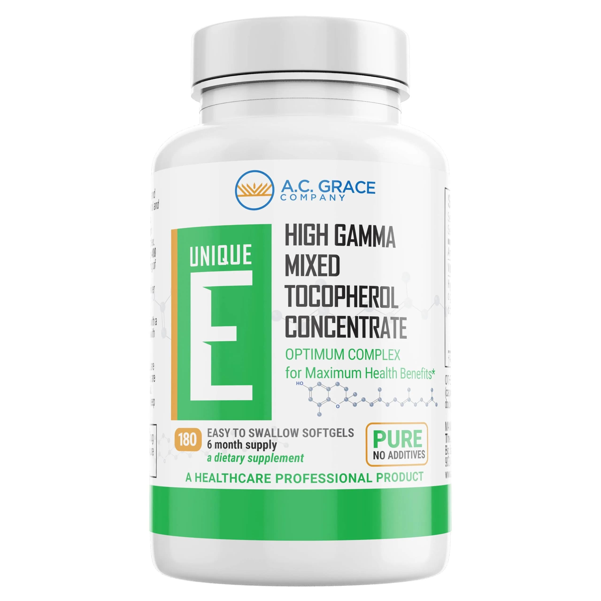 UNIQUE E Mixed Tocopherols Vitamin E Softgels 180 Ct | High Gamma Complex, Natural Antioxidant Support - main product image