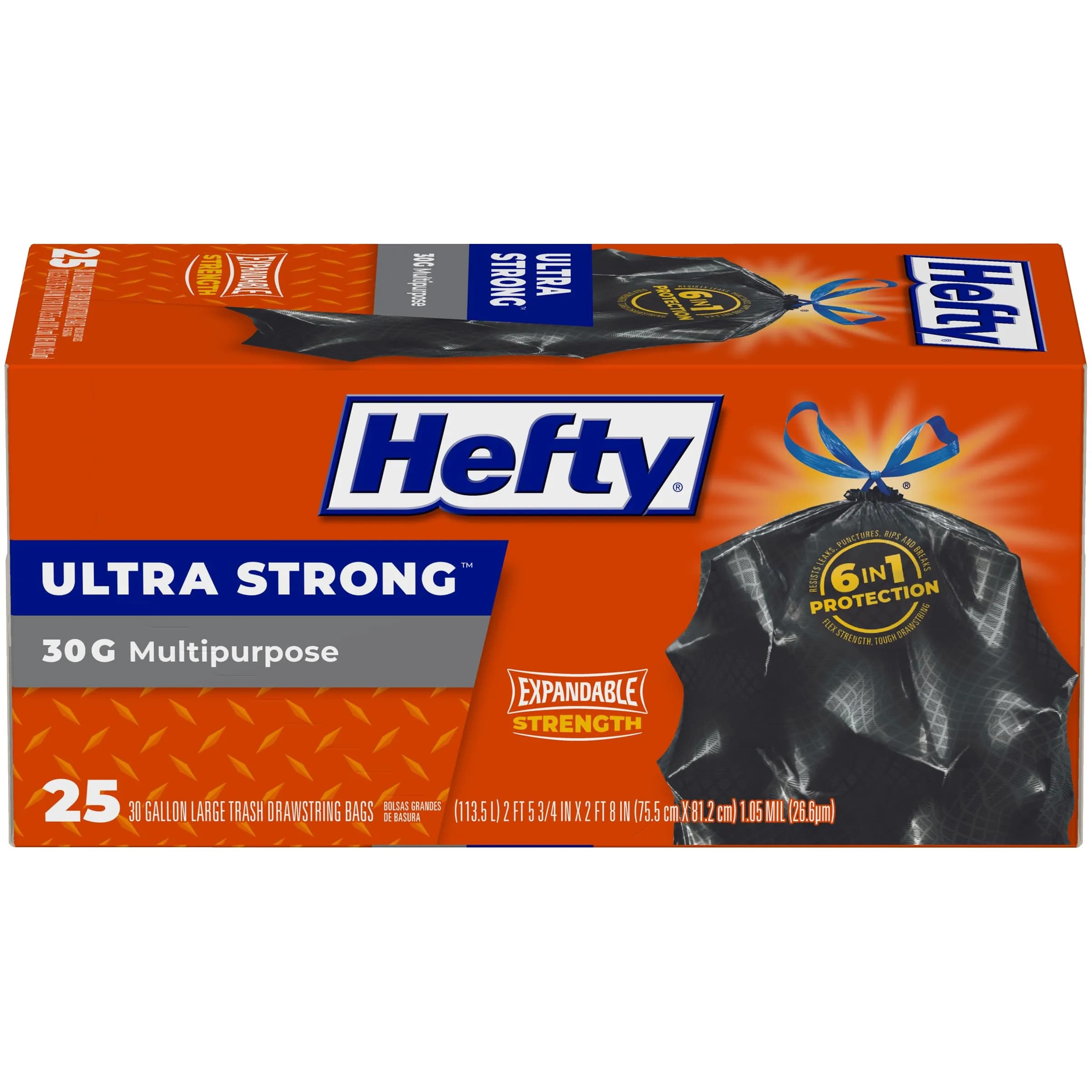 Hefty Ultra Strong Multipurpose Large Trash Bags, Black, 30 Gallon, 150 Count | Triple Action Technology for Tear Resistance - main product image