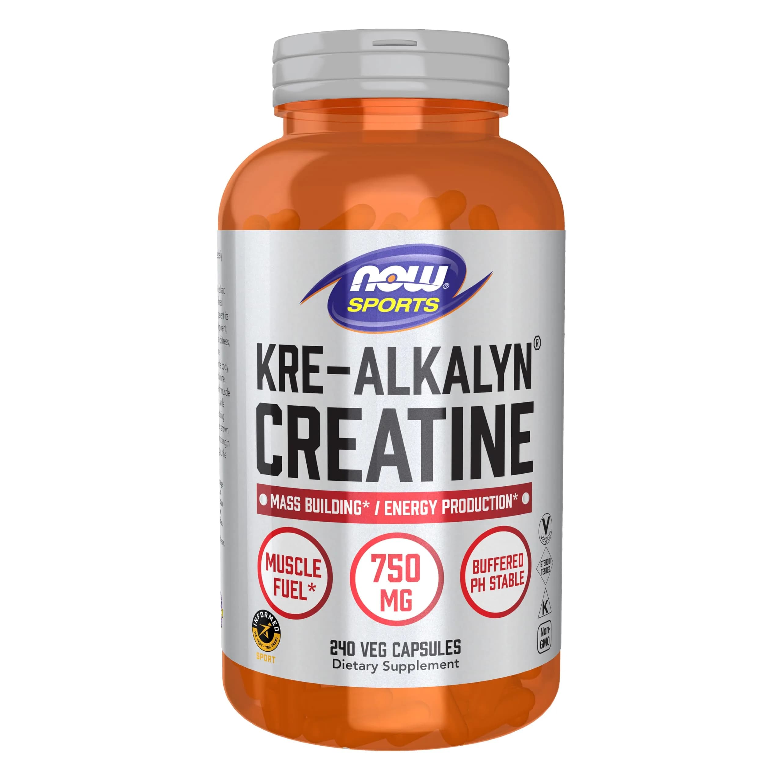 NOW Kre-Alkalyn PH Buffered Creatine 750 mg | Muscle Fuel for Active Adults (70-120 chars) — Off White