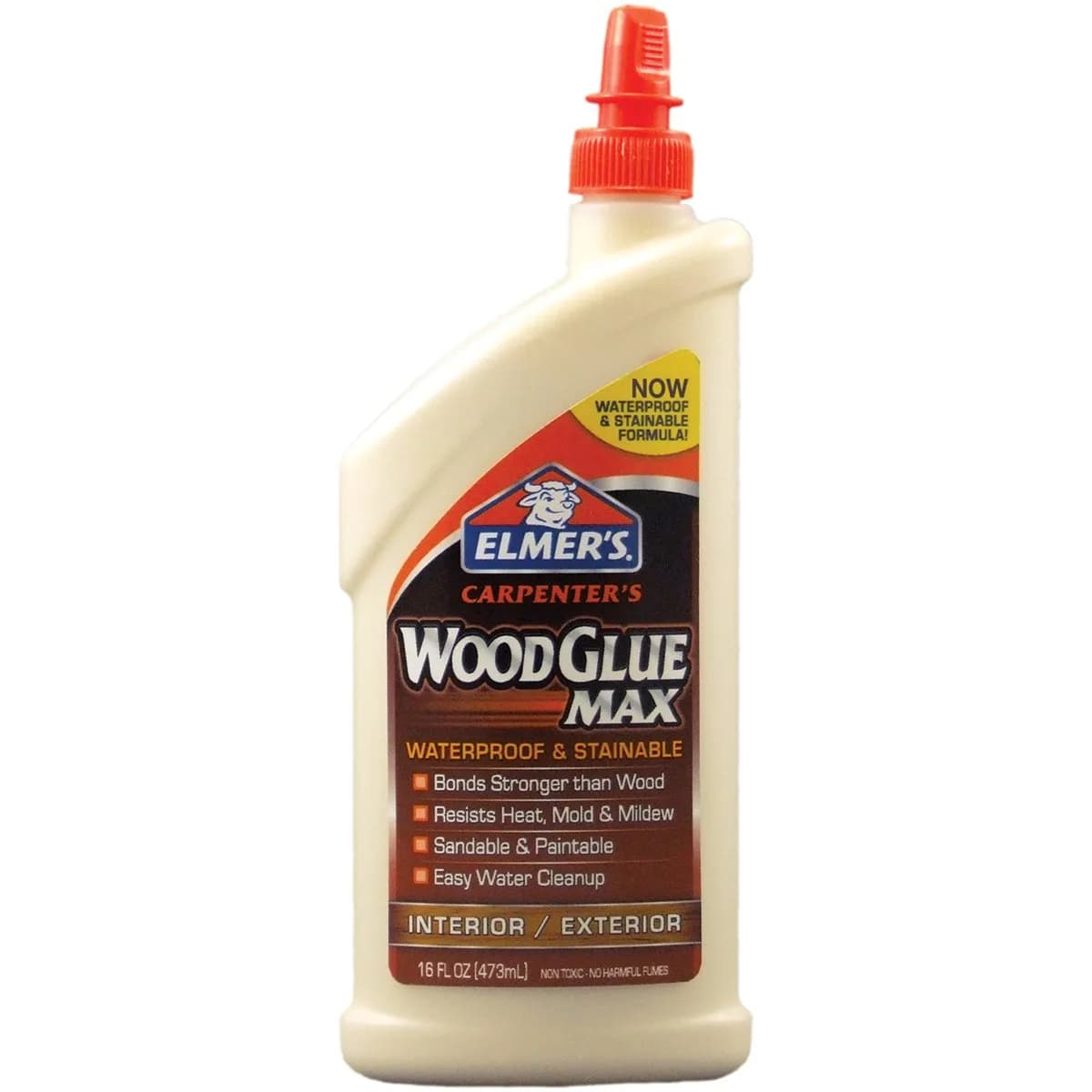 Elmer's Carpenter's Wood Glue Max Interior and Exterior 16 Ounces (473 ml) | Extra-Strength, Sandable, Paintable - main product image