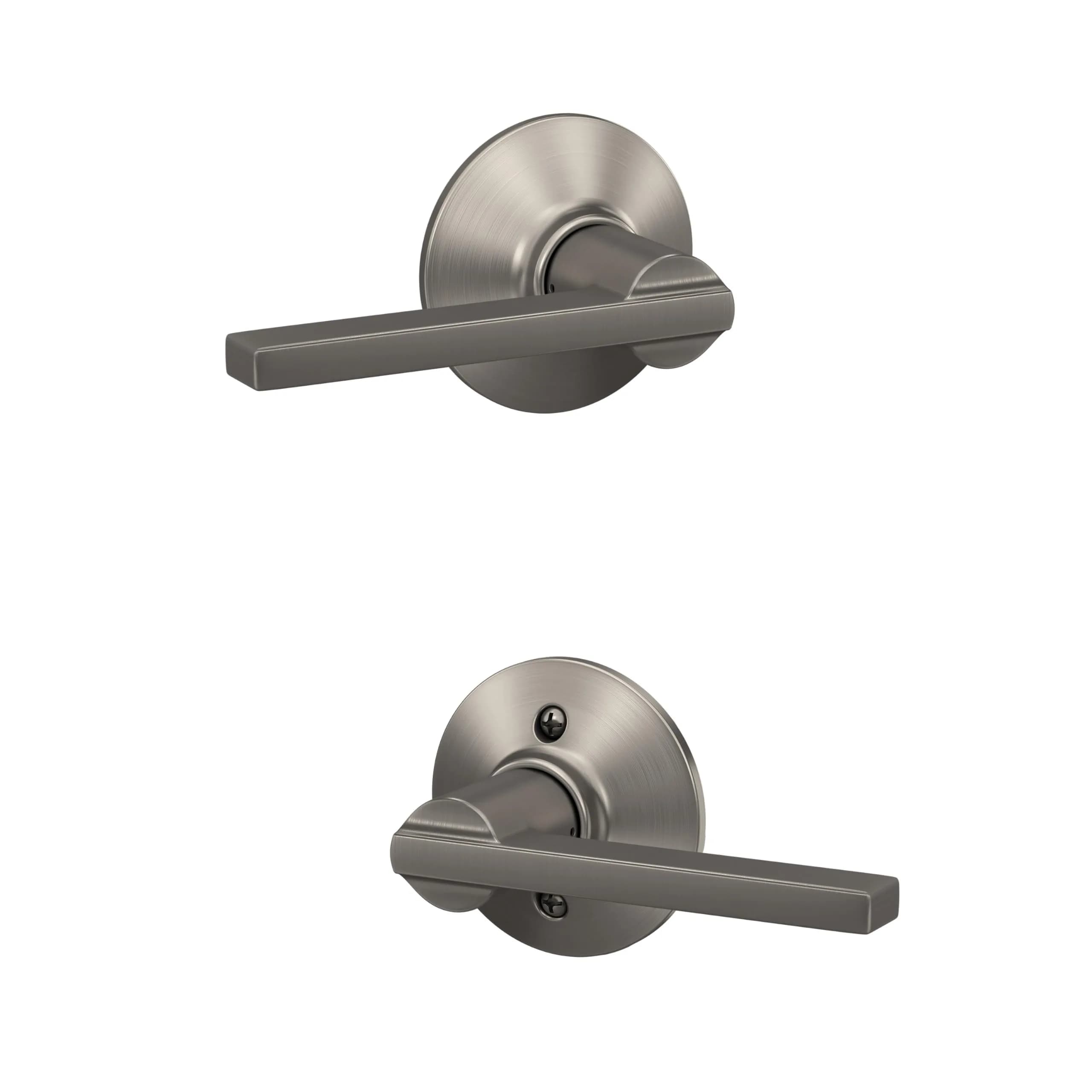 SCHLAGE Latitude Hall/Closet Passage Door Handle Lever, Satin Nickel, 2.5 inches (6.35 cm) Length | Grade 2 BHMA Certified - main product image
