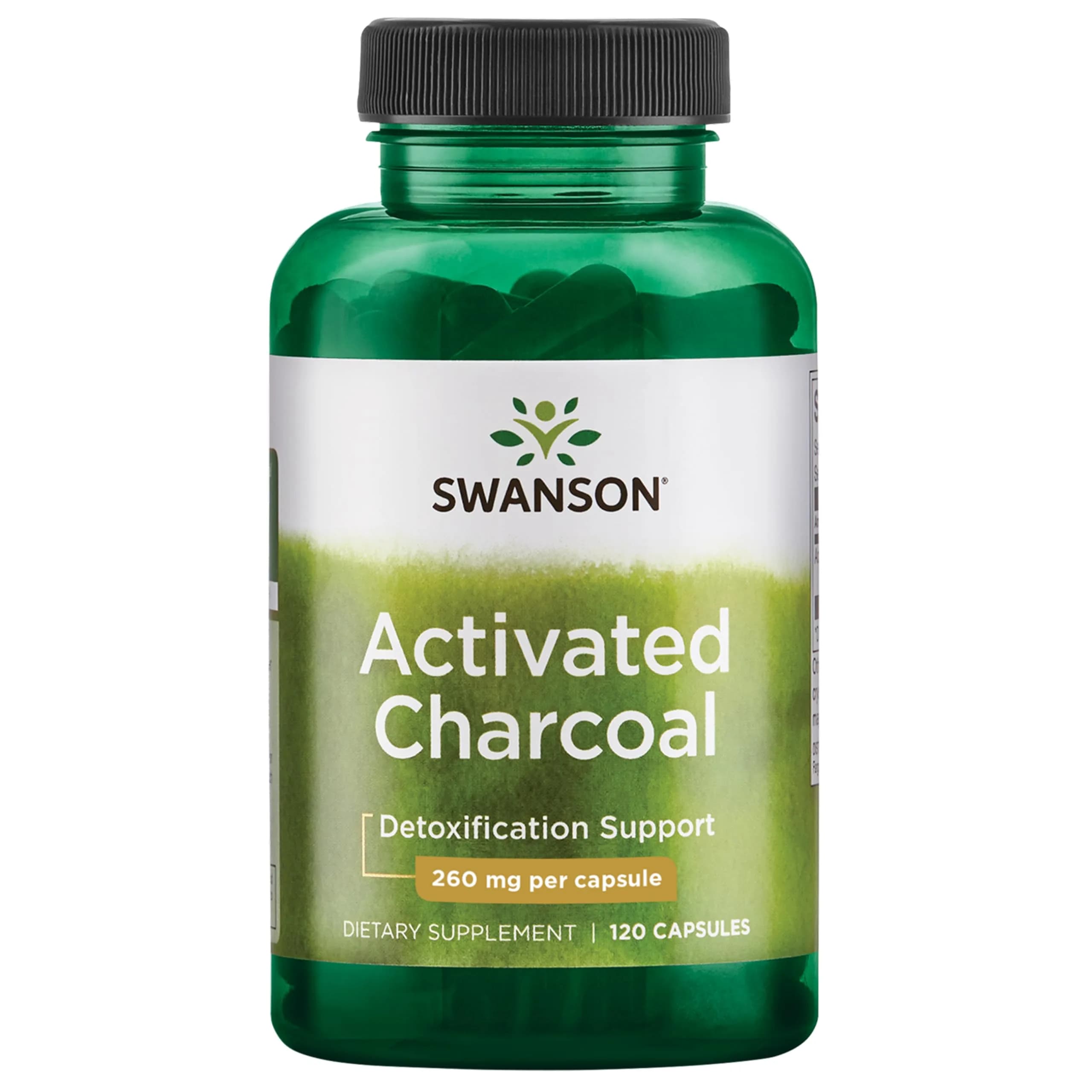 Swanson Activated Charcoal Digestive Support Supplement, 120 Count | Digestive & Bloating Relief