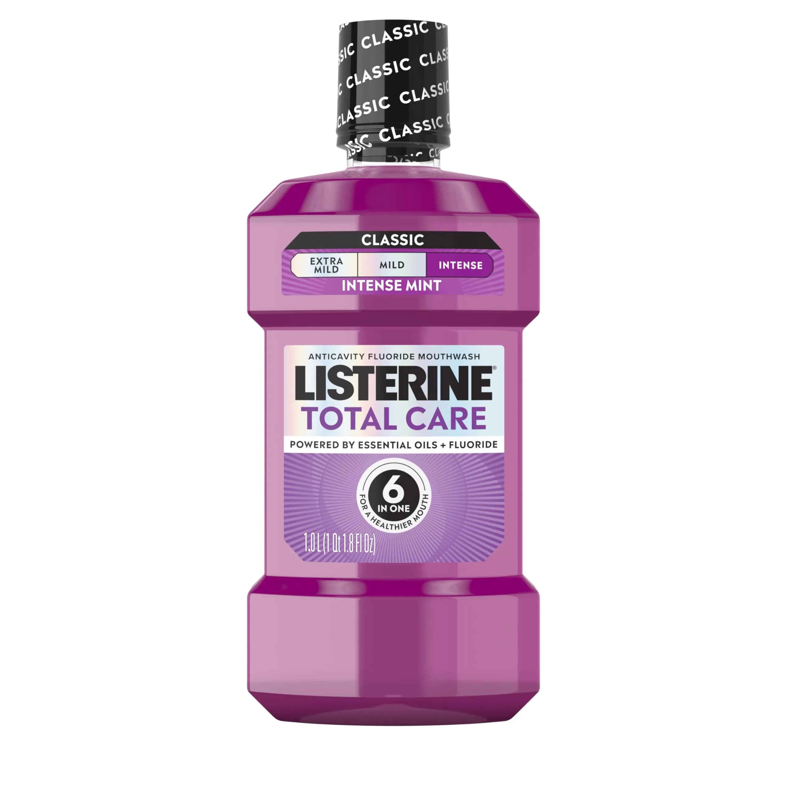 Listerine Total Care Intense Anticavity Mouthwash 1 L (33.8 oz) | 6 Benefits in 1 Oral Rinse, Kills Bad Breath Germs, Prevents Cavities - main product image