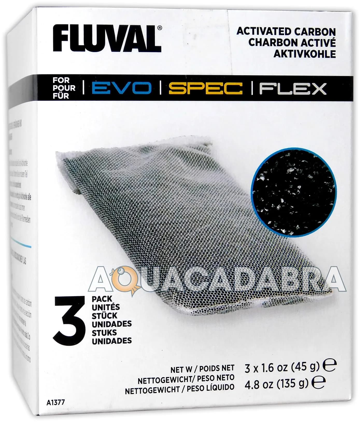 Fluval Activated Carbon Filter Media 3-Pack | Chemical Filtration for Clear Aquarium Water - main product image