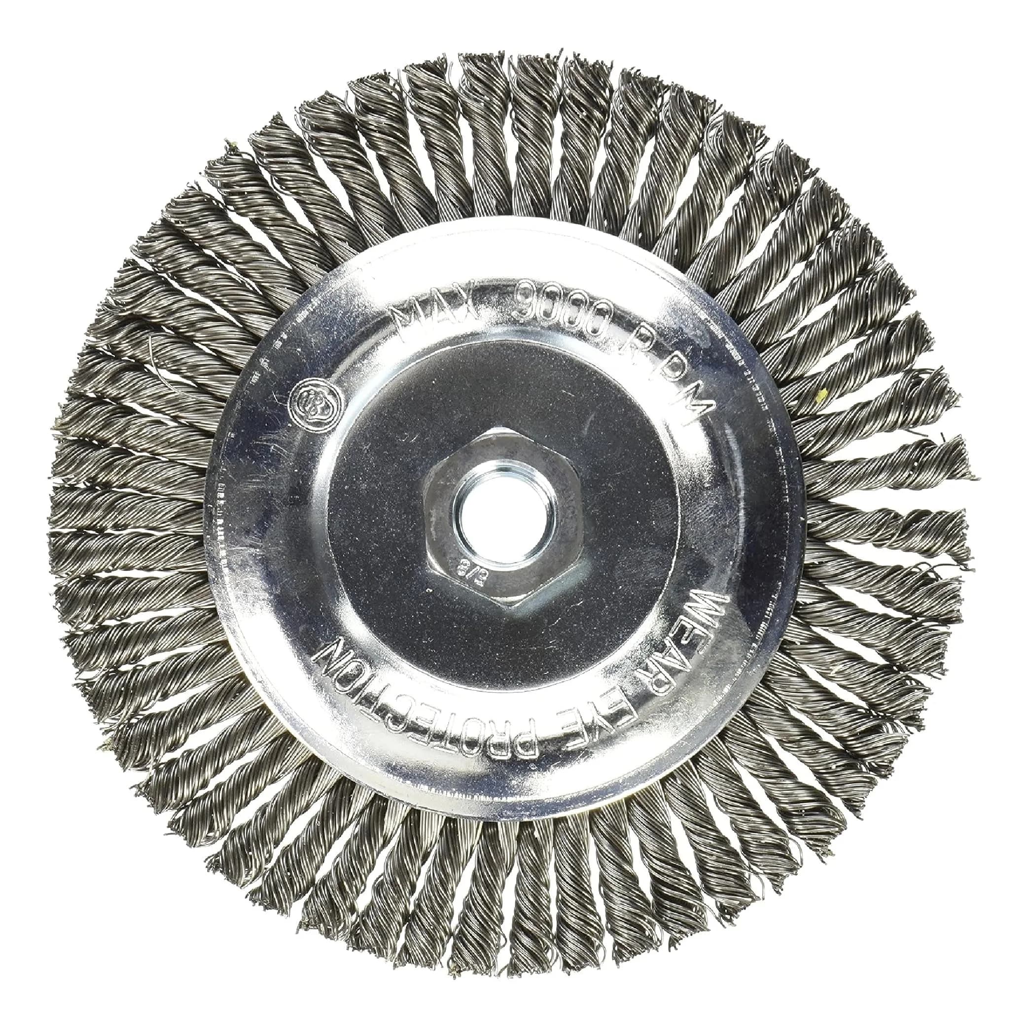 Mercer Industries 6" x 3/16" x 5/8"-11 Stringer Bead Wire Wheel, .020 Carbon Steel Wire | Heavy-Duty Weld Cleaning & Surface Conditioning - main product image