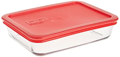 Pyrex Simply Store 1 Cup Round Glass Food Storage Container with Red Lid | 237ml (8 fl oz)