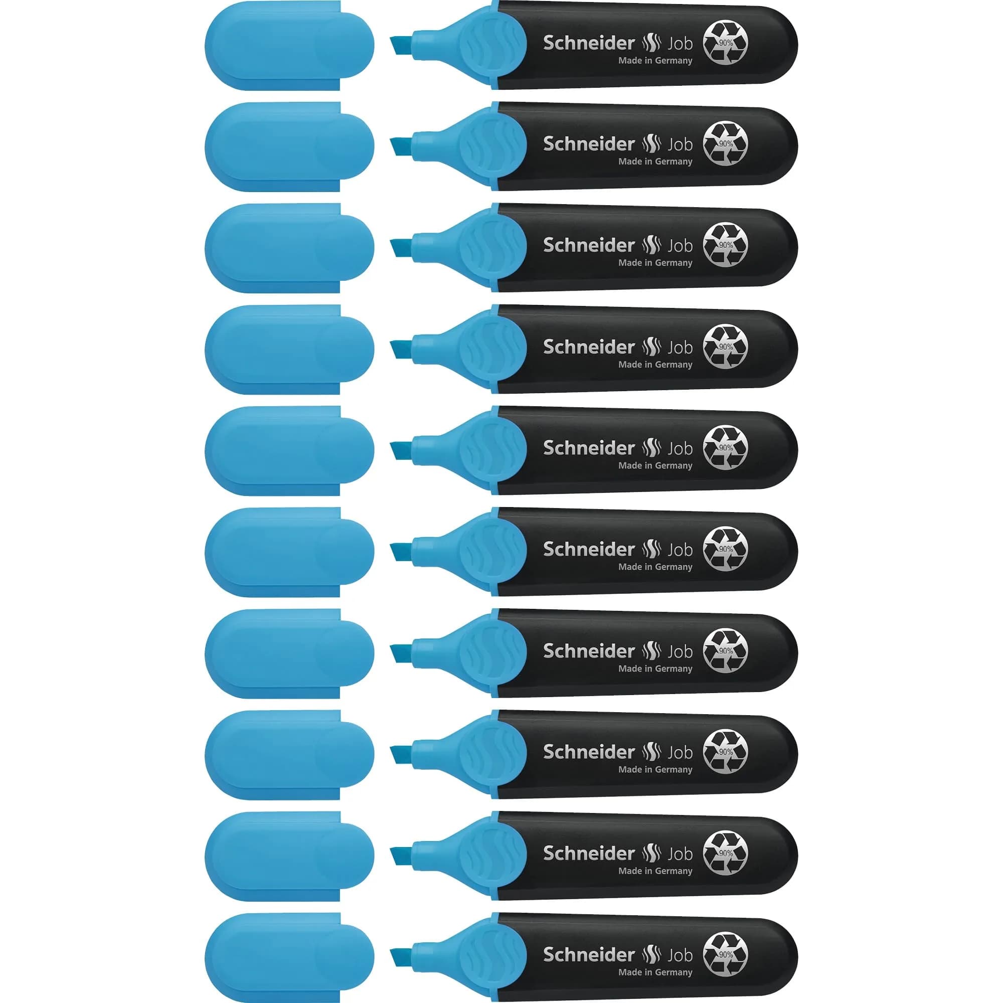 Schneider Job Highlighter, Chisel Tip, 1 + 5 mm, Blue Ink, Box of 10 | Fade-Resistant & Light-Resistant - main product image