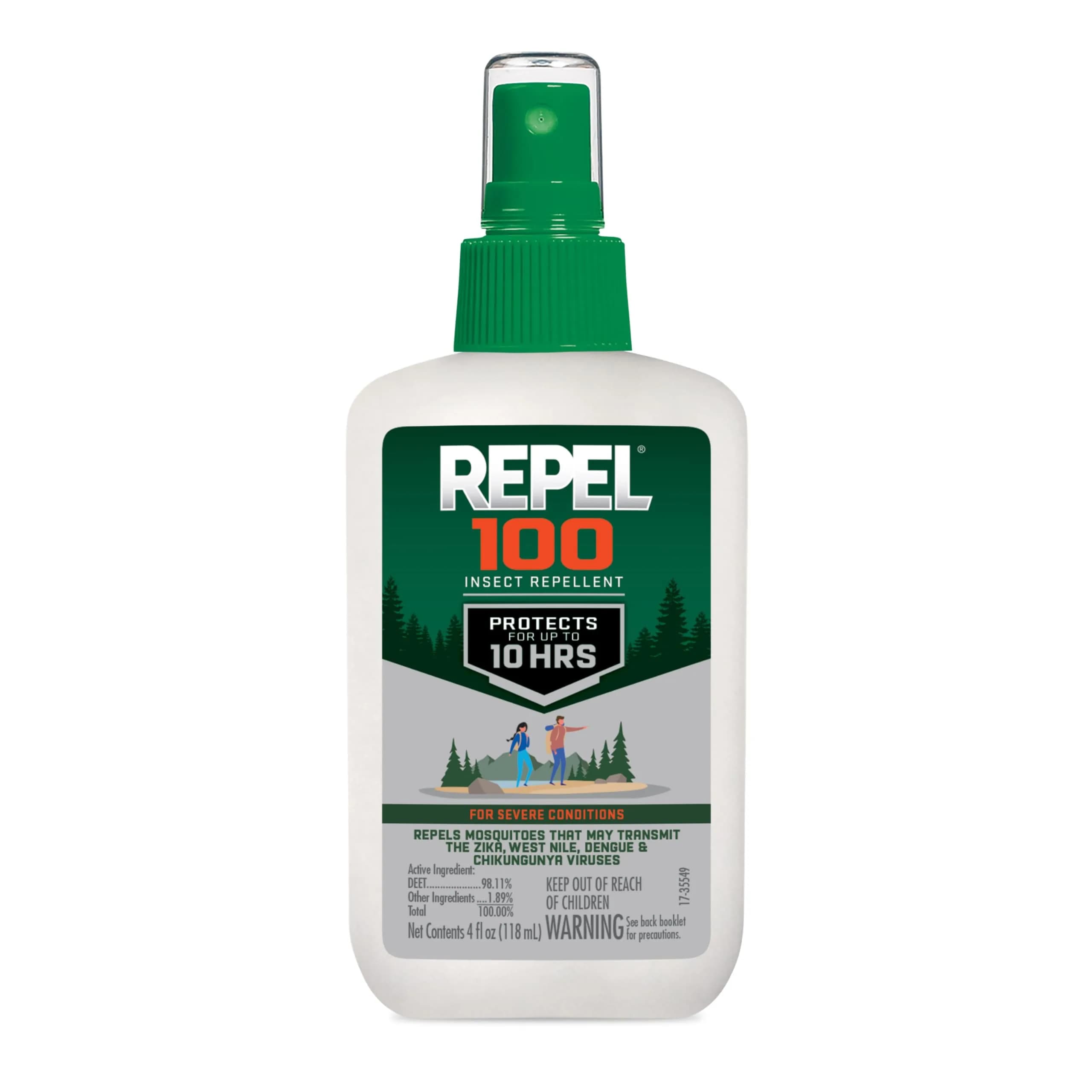 Repel 100 Insect Repellent Pump Spray 118ml (4 Fl Oz) | 10-Hour Protection Against Mosquitoes, Ticks, and Biting Flies - main product image
