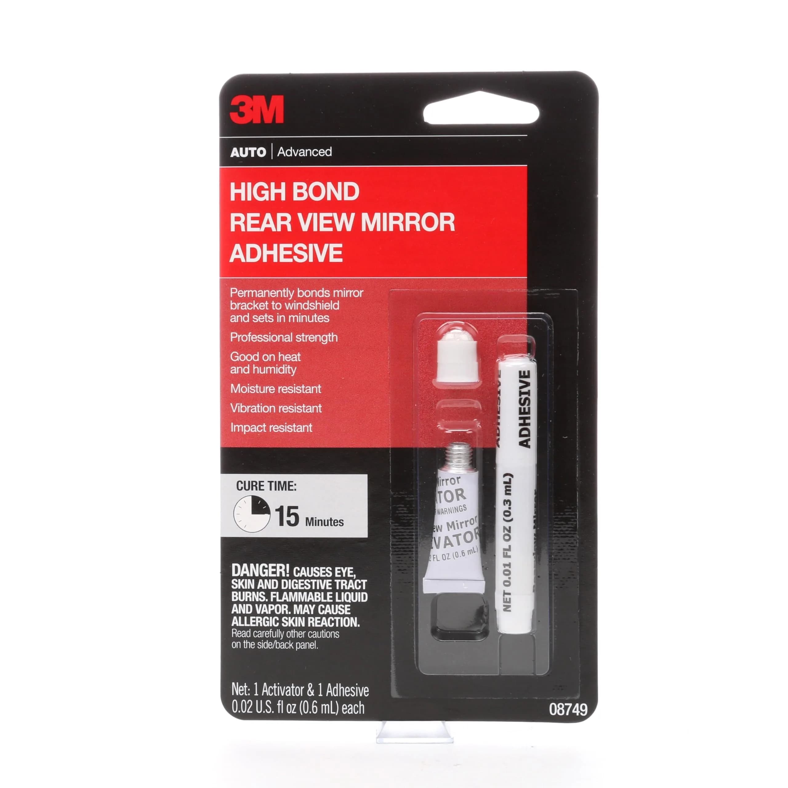3M High-Bond Rearview Mirror Adhesive 0.02 fl oz (1.8 mL) | Securely Attaches Mirror Brackets - main product image