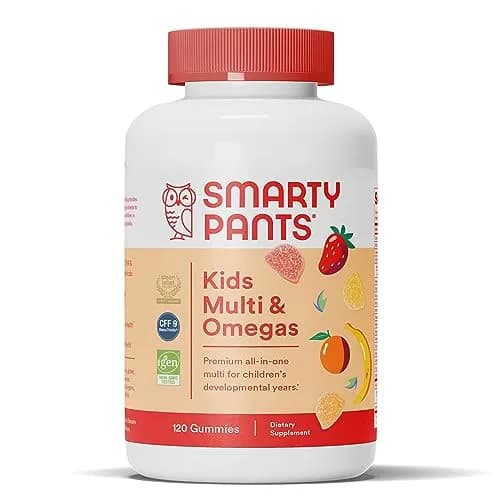 SmartyPants Kids Multivitamin Gummies with Omega 3 Fish Oil, EPA/DHA, Vitamin D3, C, B12, B6, A, K, Zinc, Biotin, 120 Count | Gluten Free Nutritional Supplement - main product image