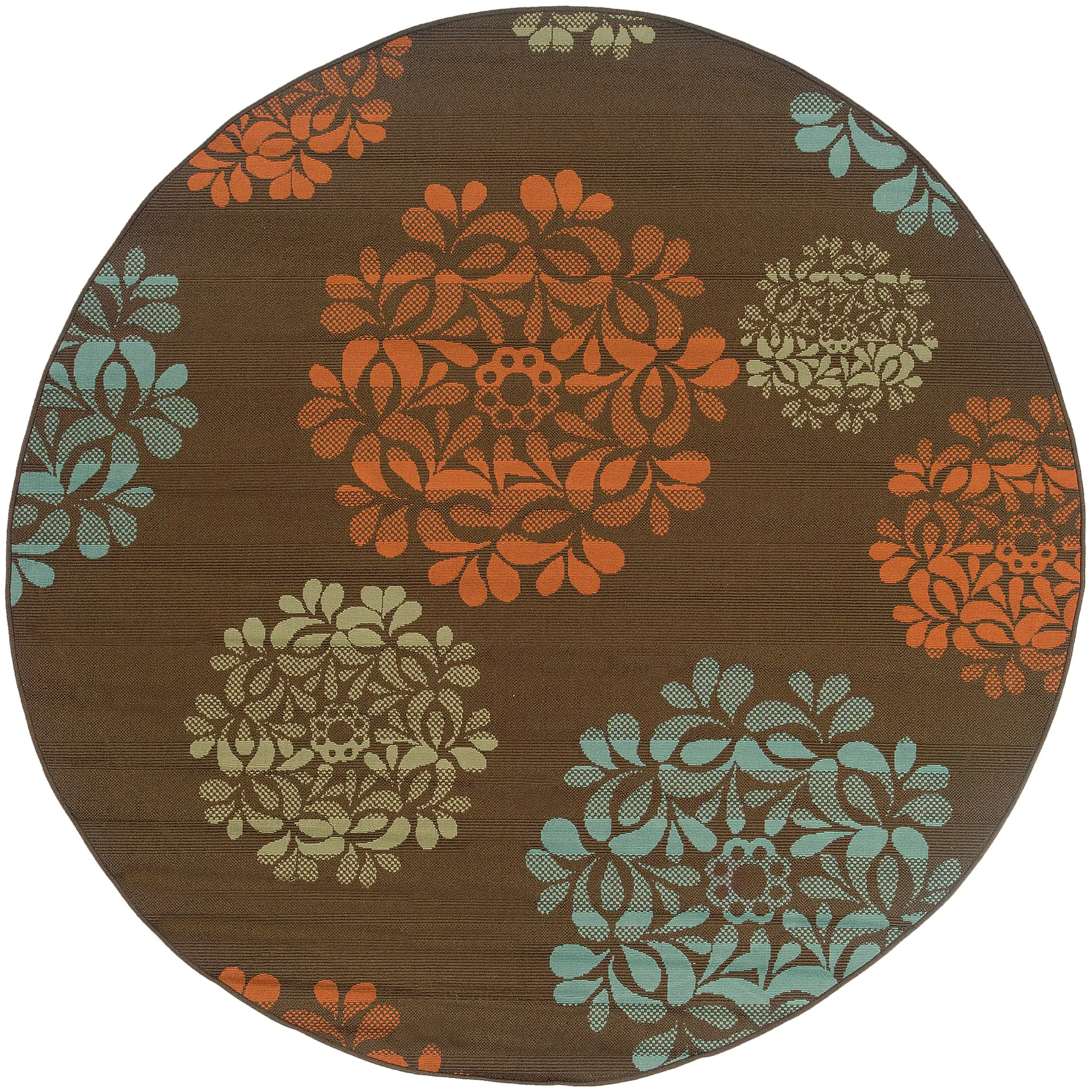 Oriental Weavers Montego 2635N Round Area Rug, 7'10" | Modern Floral Outdoor Design