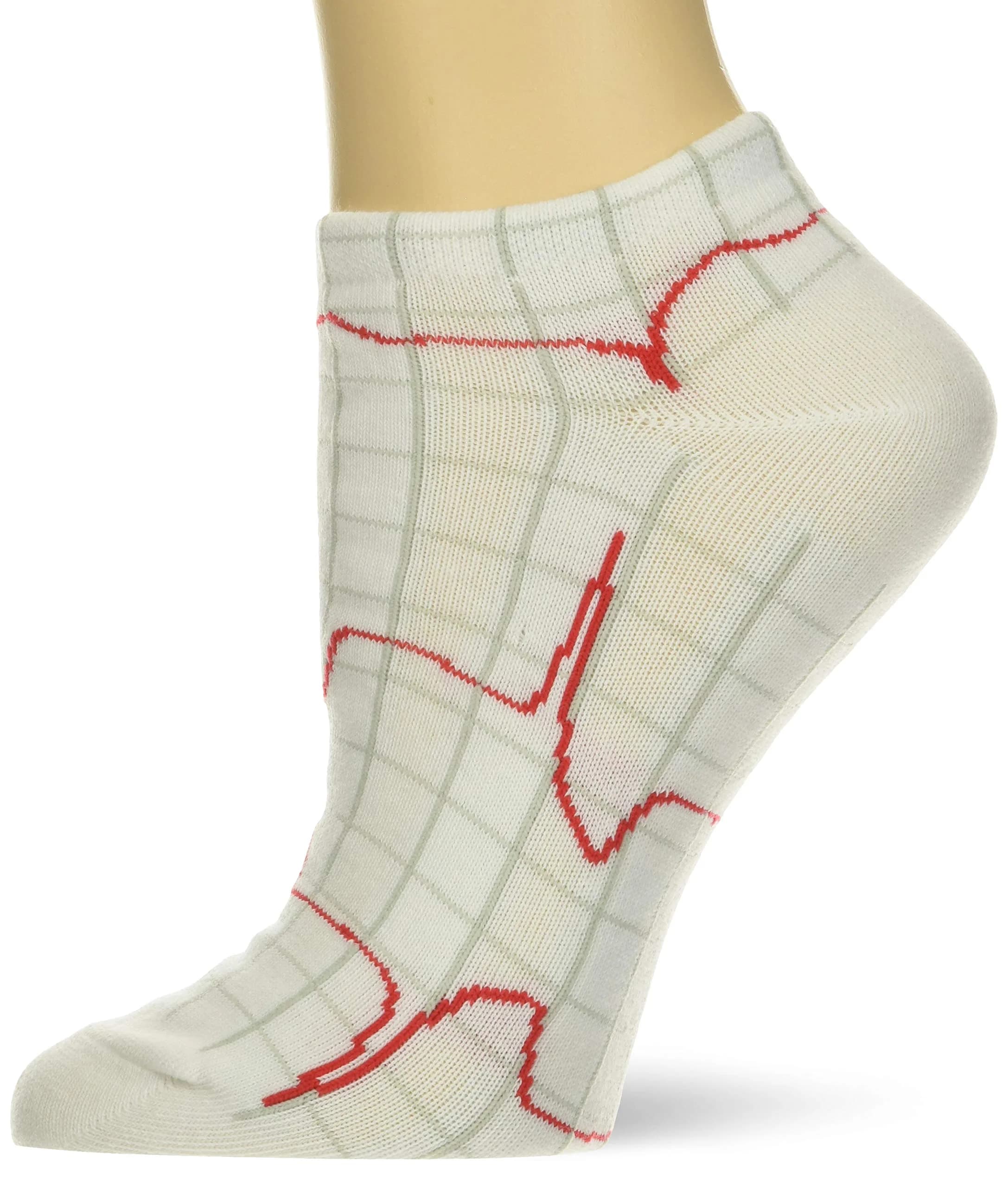 Prestige Medical Heartbeat EKG on White Nurse Ankle Socks | Ankle-Length, Cotton Blend, Unisex Fit