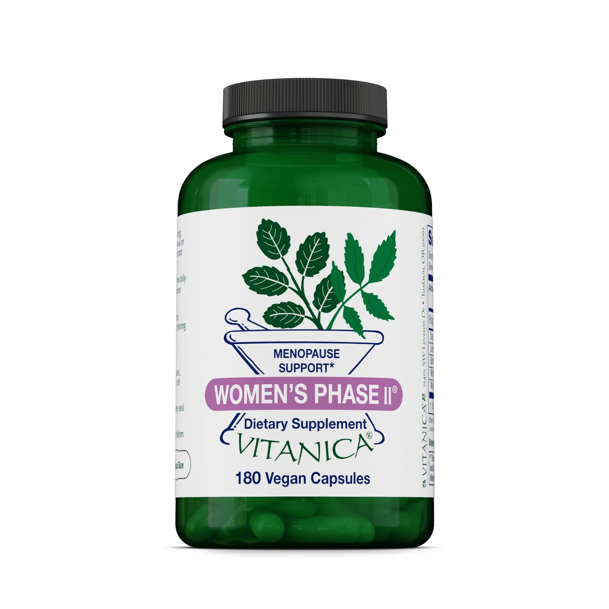 Vitanica Women's Phase II Menopause Support 180 Capsules | Vegan Menopause Relief