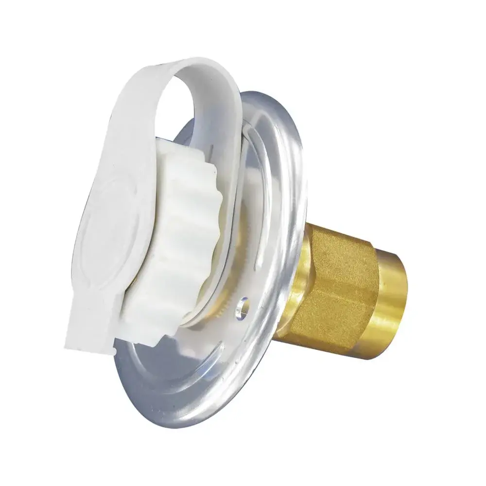 Valterra Flush-Mount Water Inlet - FPT, 2-3/4" Flange, Aluminum Finish (Carded) | Aluminum RV Water Inlet - main product image