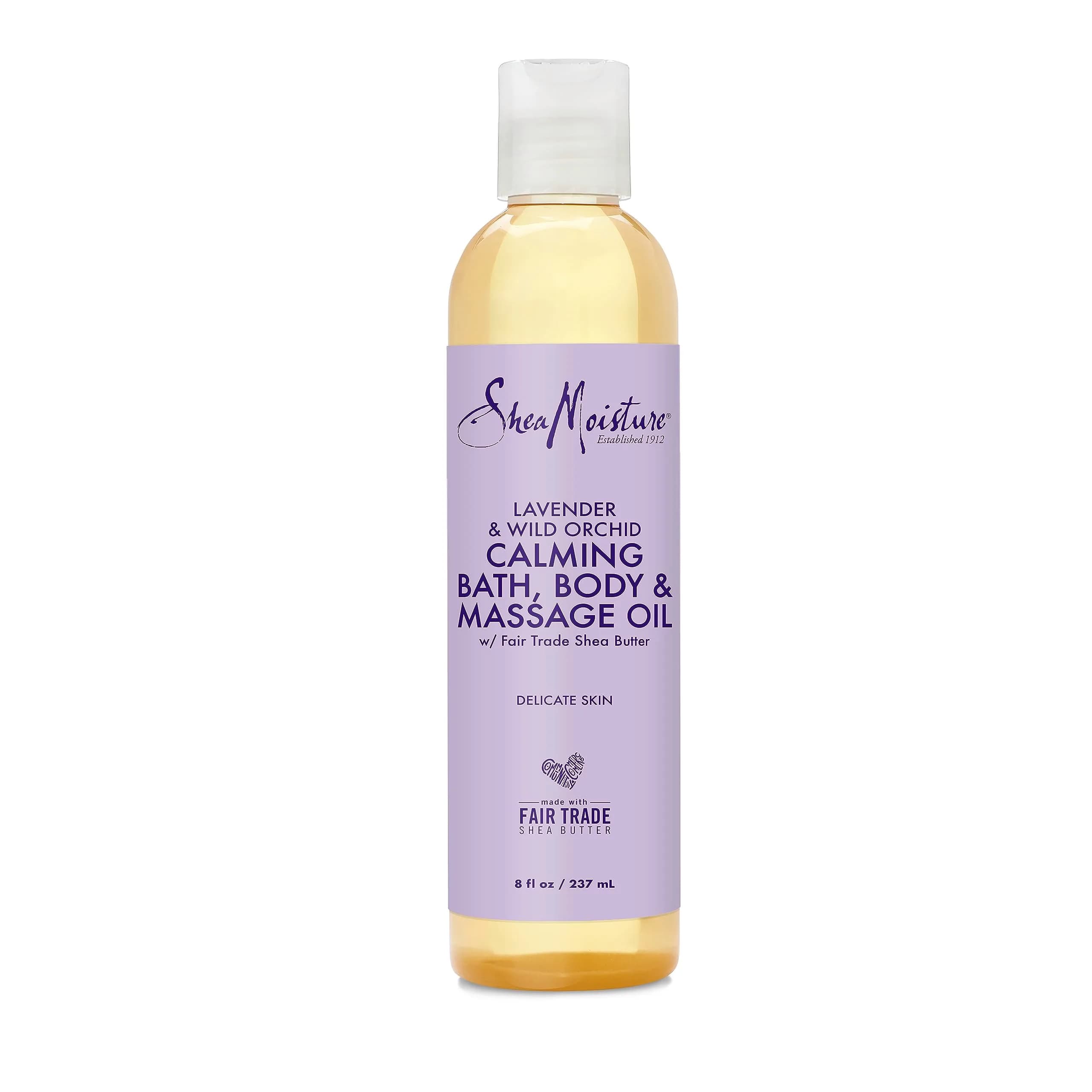 SheaMoisture Lavender Wild Orchid Bath Body Massage Oil 237ml (8 Fl Oz) | Calming Moisturizer for Sensitive Skin - main product image