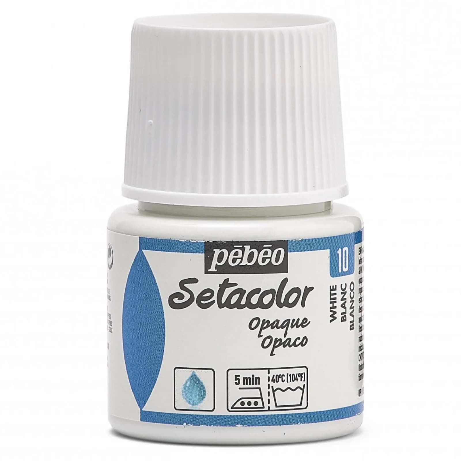 Pebeo Setacolor Opaque Fabric Paint 45ml (1.5 Fl Oz) Titanium White | ASTM D-4236 Certified Acrylic Paint - main product image