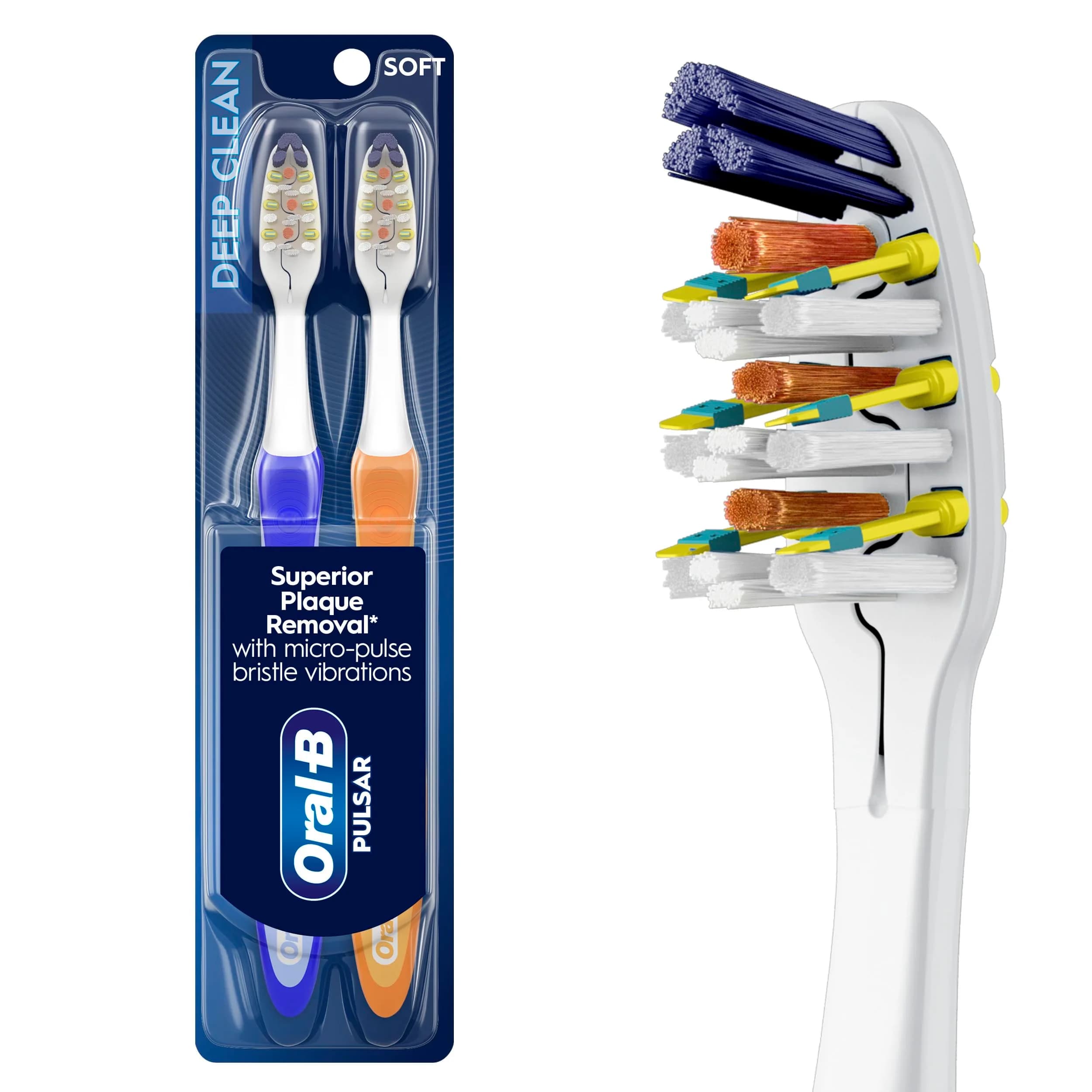 Oral-B Pro-Health Pulsar Battery Toothbrush, 2-Pack, Soft Bristles | Vibrating Bristles for Deep Clean - main product image