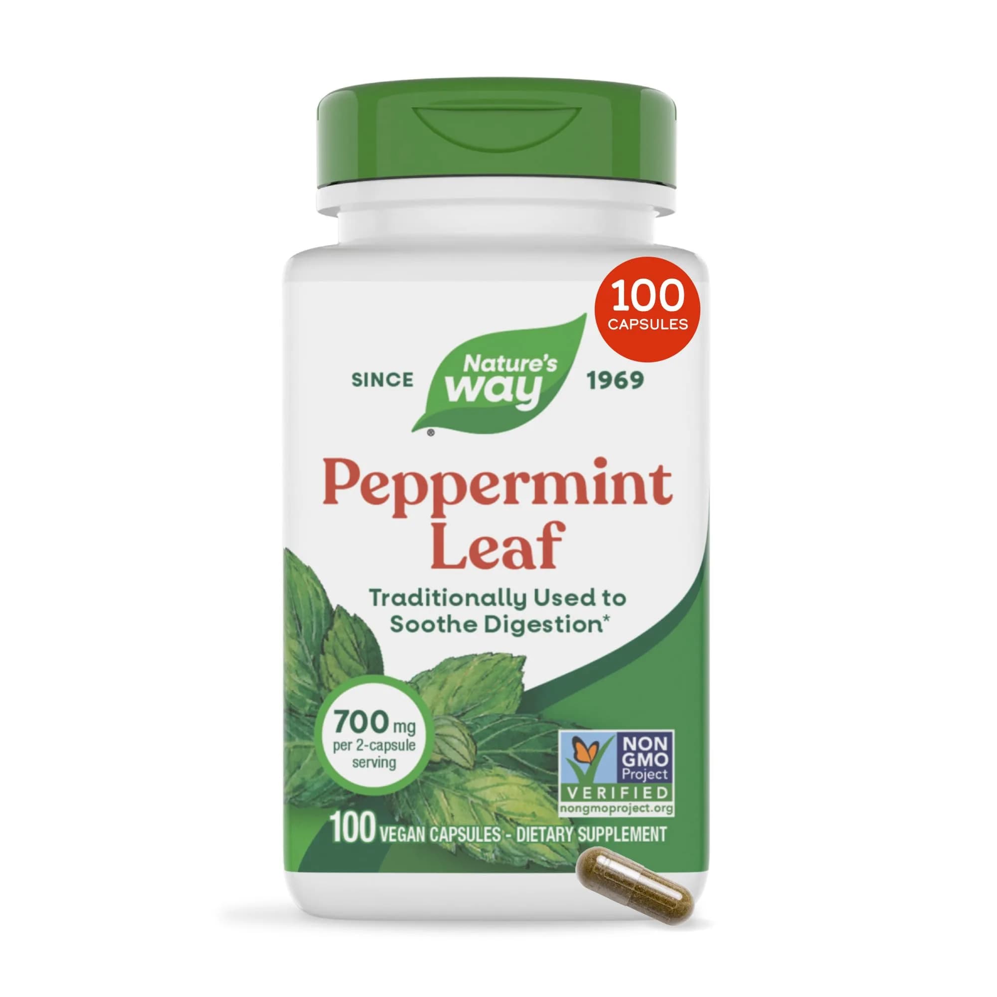 Nature's Way Peppermint Leaf Capsules, 700 mg | Traditional Digestive Support (110 chars)