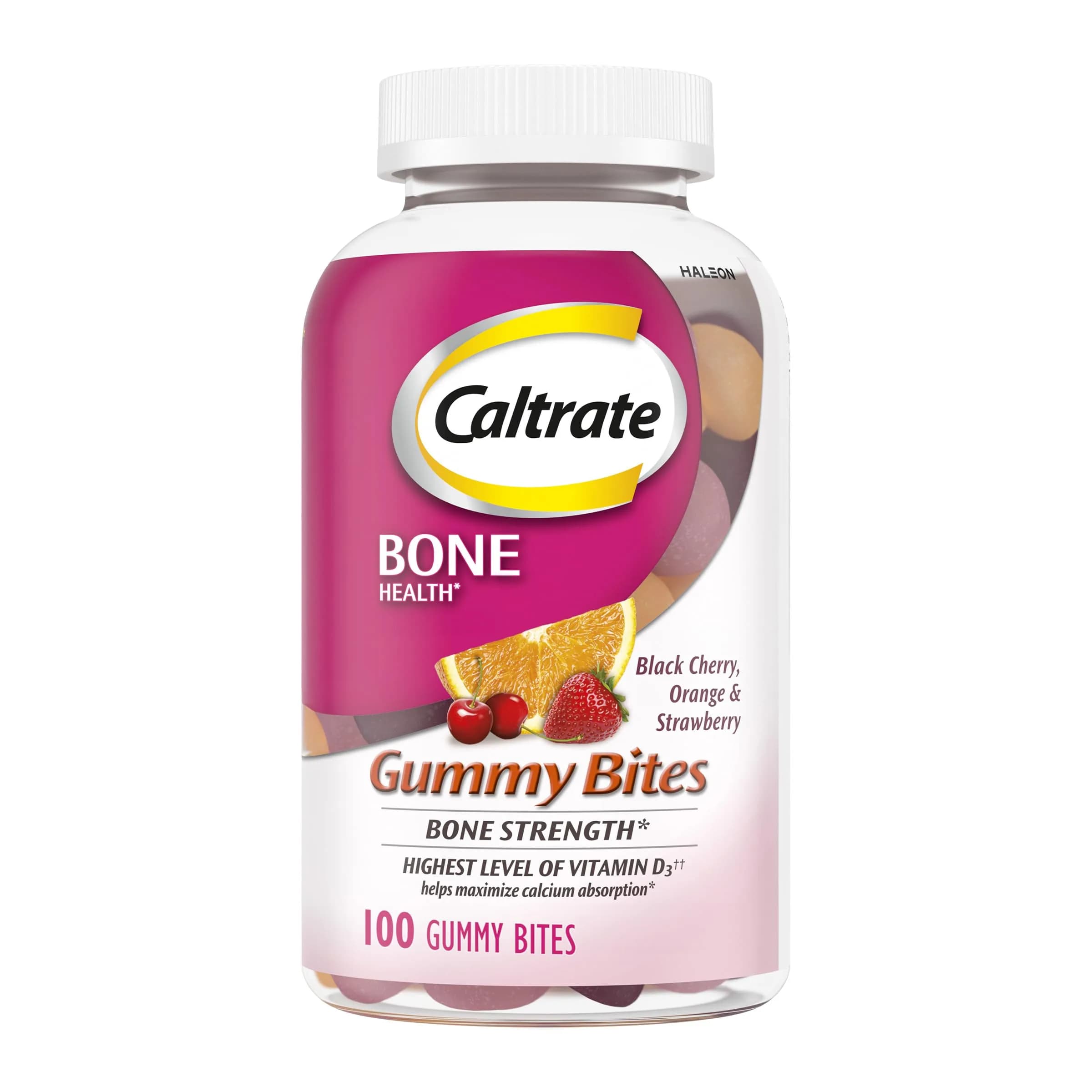 Caltrate Gummy Bites 600 Plus D3 Vitamin D and Calcium Supplement, 100 Ct | Bone Support with High Vitamin D3 & Calcium - main product image