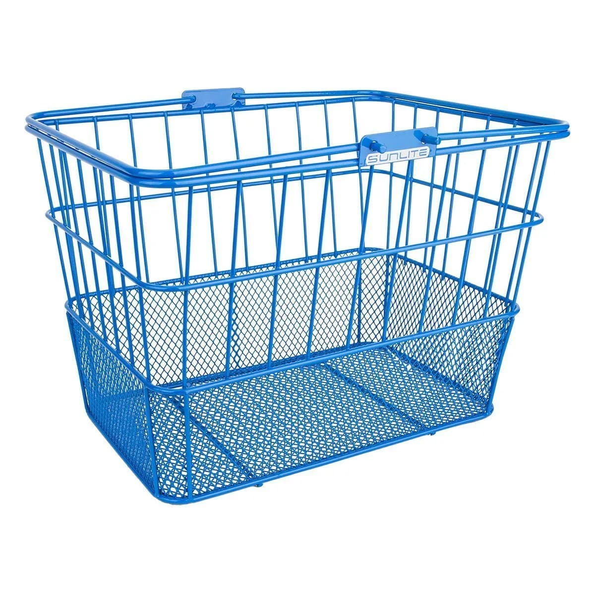 Sunlite Bicycle Basket Blue | Mesh Bottom Handlebar Mount (13.5x9.87x9.5)