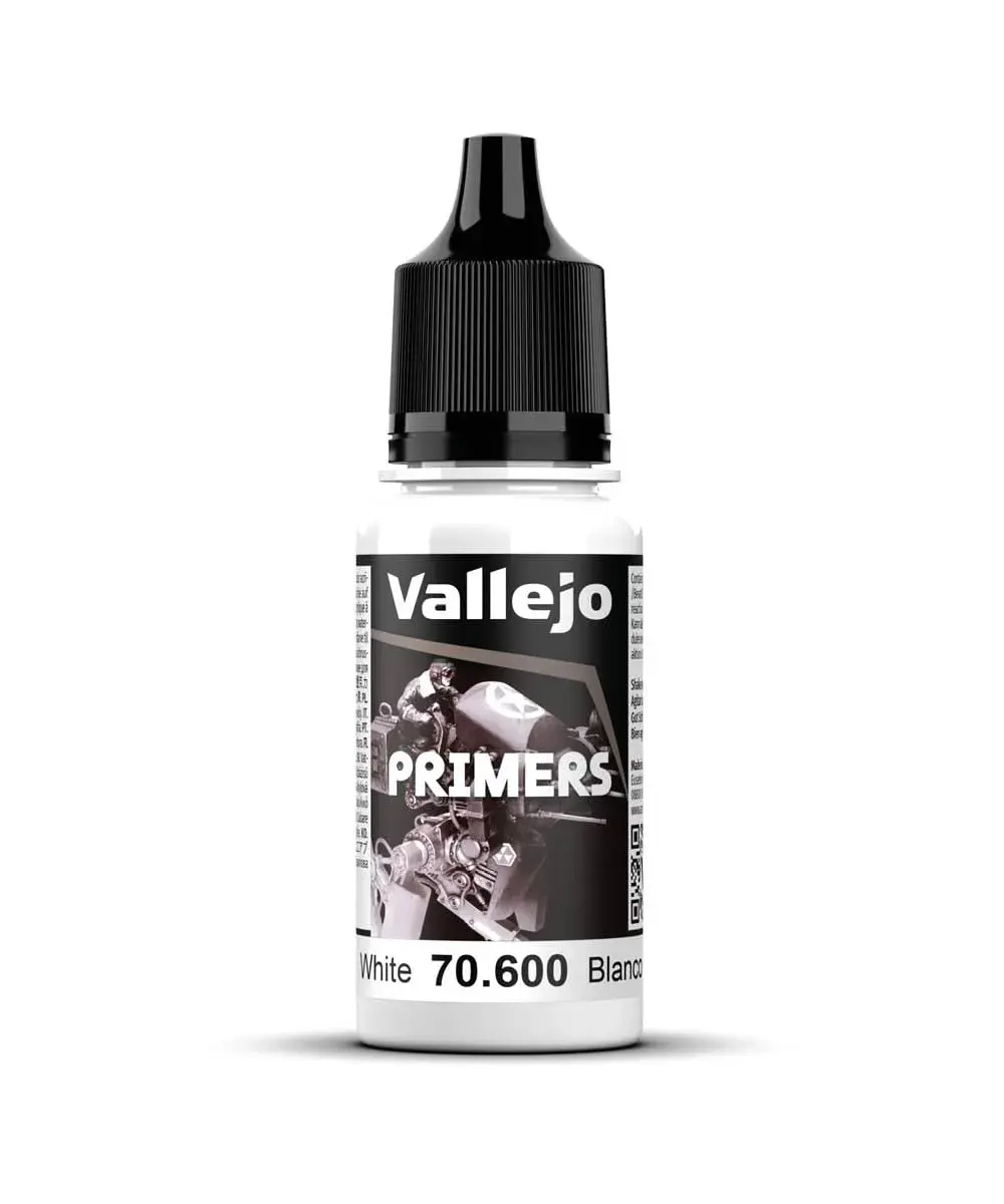 Vallejo White Acrylic Surface Primer 18 ml (0.6 fl oz) | Matte Finish for Airbrushing & Models - main product image