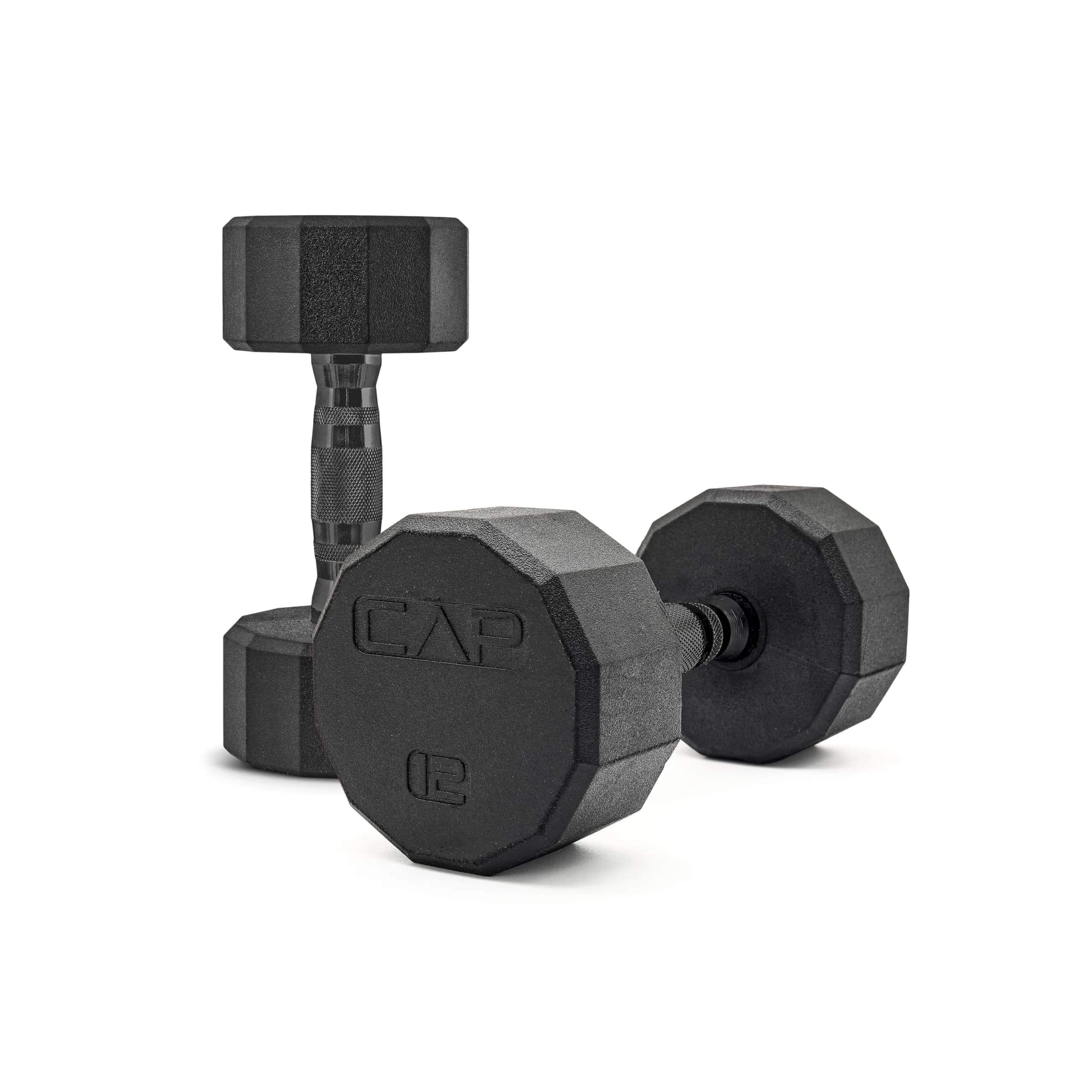 CAP 12lb Rubber Coated 12-Sided Dumbbell | Anti-Roll, Durable, Home & Commercial Use