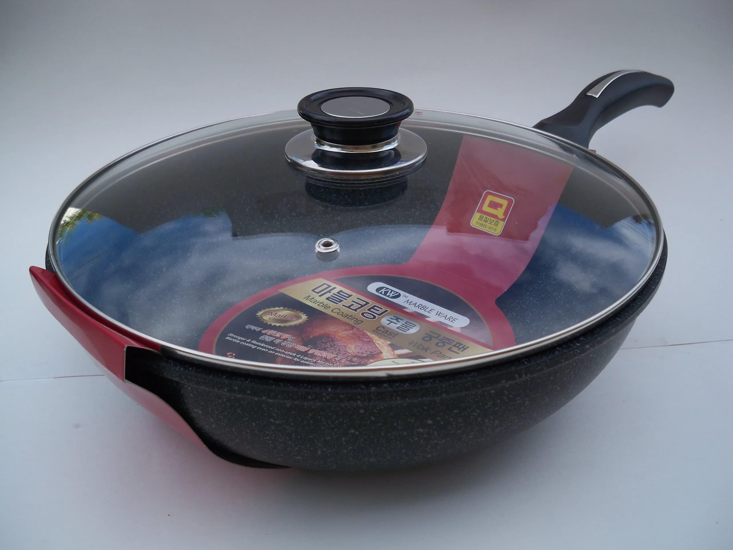 M.V. Trading Ceramic Marble Coated Cast Aluminium Stir Fry Wok 30 cm | Non Stick, Durable & Easy to Clean - main product image