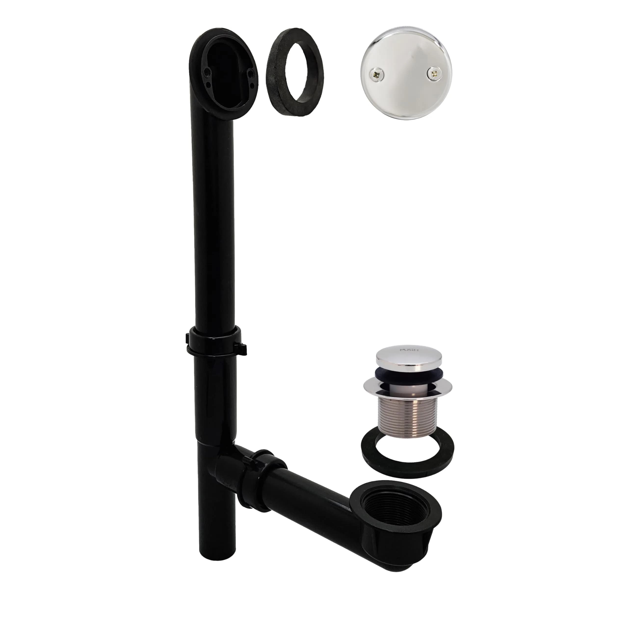 Westbrass 593144-26 Black 1-1/2" Tubular Tip-Toe Bath Waste Drain Kit, Polished Chrome | ADA Approved - main product image
