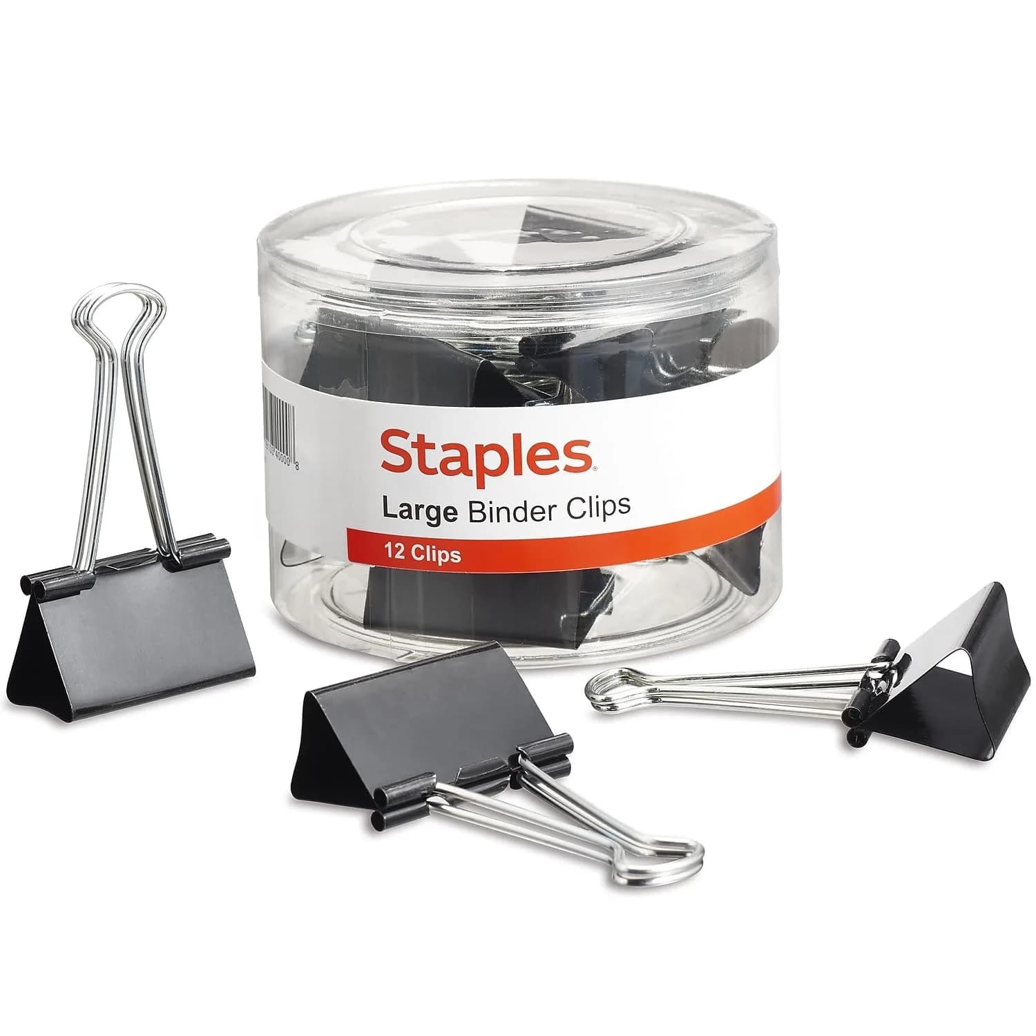 Staples Large Binder Clips 1" Capacity, Black, 12 Pack | Strong Hold Clips for Office Filing & Paper Bundles