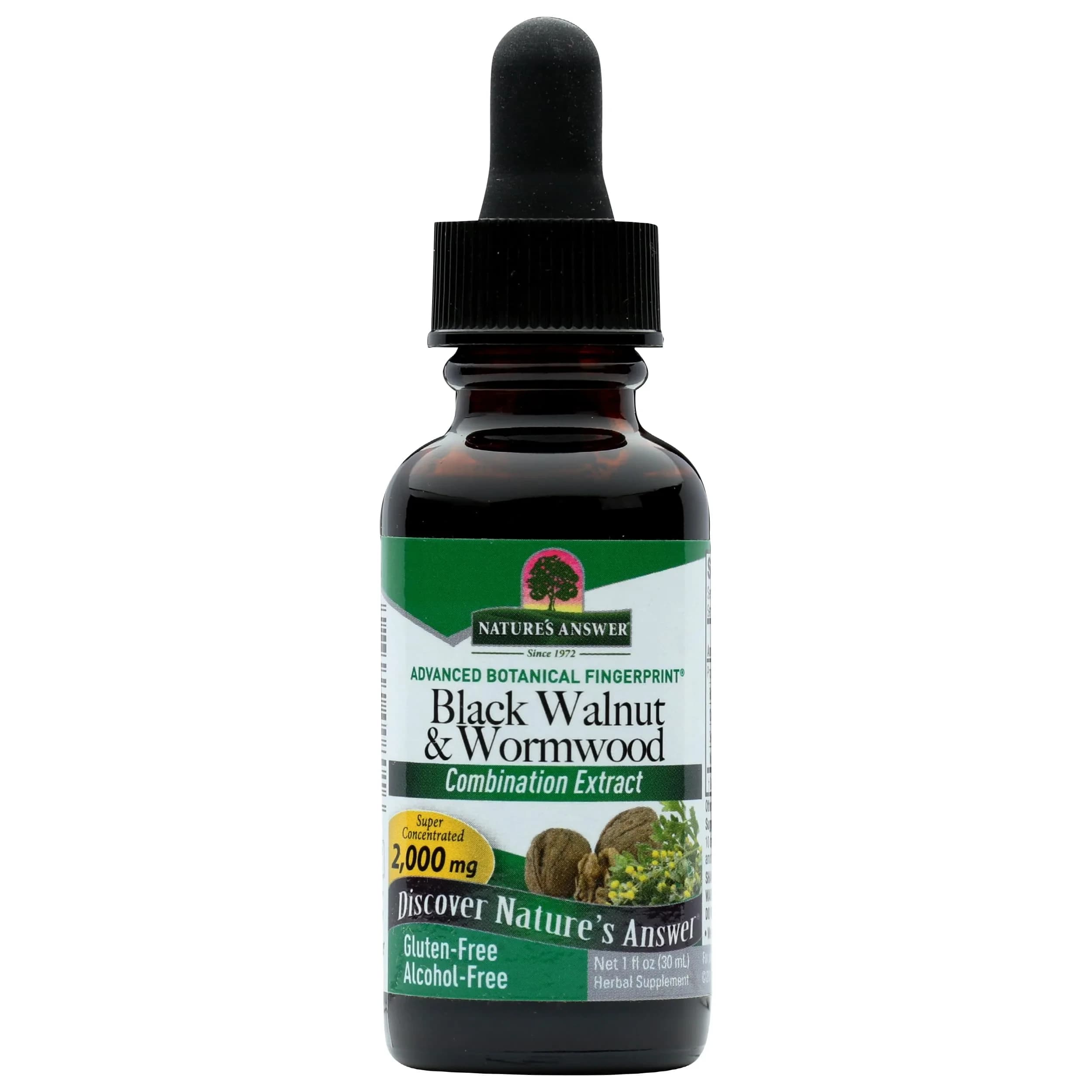 Nature's Answer Black Walnut & Wormwood 1 oz (30ml) Liquid Extract | Promotes Digestion & Healthy Microbiome - main product image