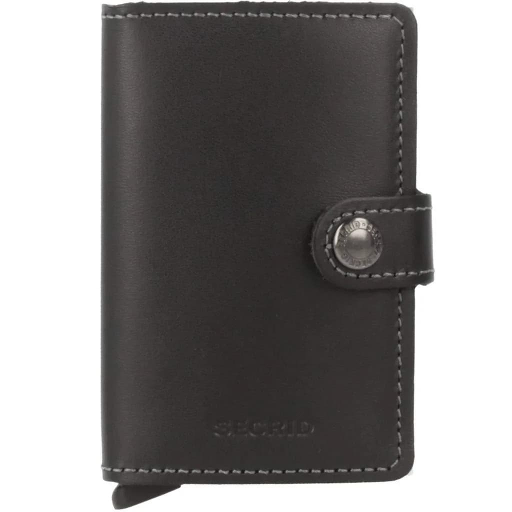 Secrid Miniwallet Leather Card Holder in Black | RFID Protected Compact Wallet (6.5 x 10.2 cm)