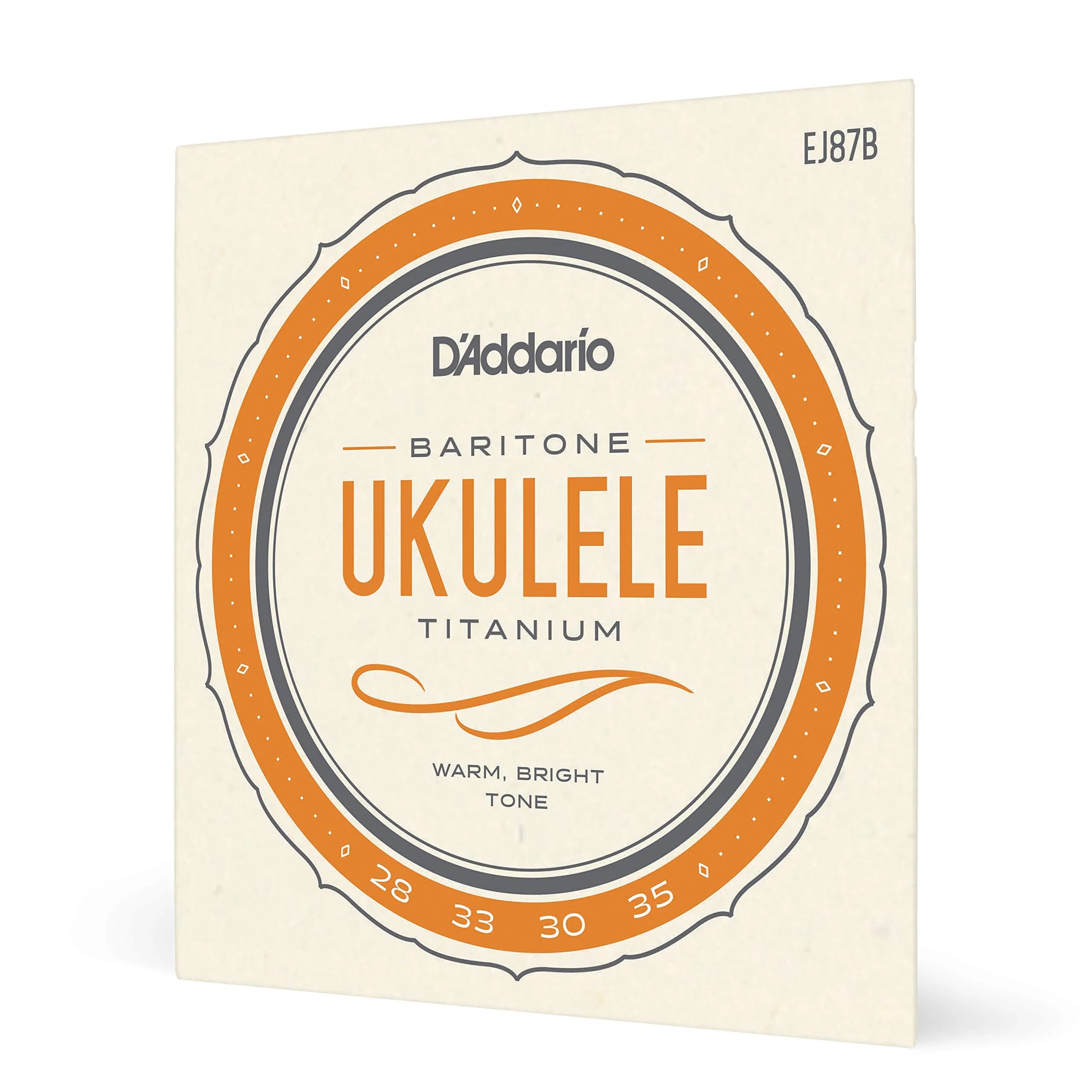 D'Addario Titanium Baritone Ukulele Strings EJ87B (4-String Set) | Bright, Projecting Tone - main product image