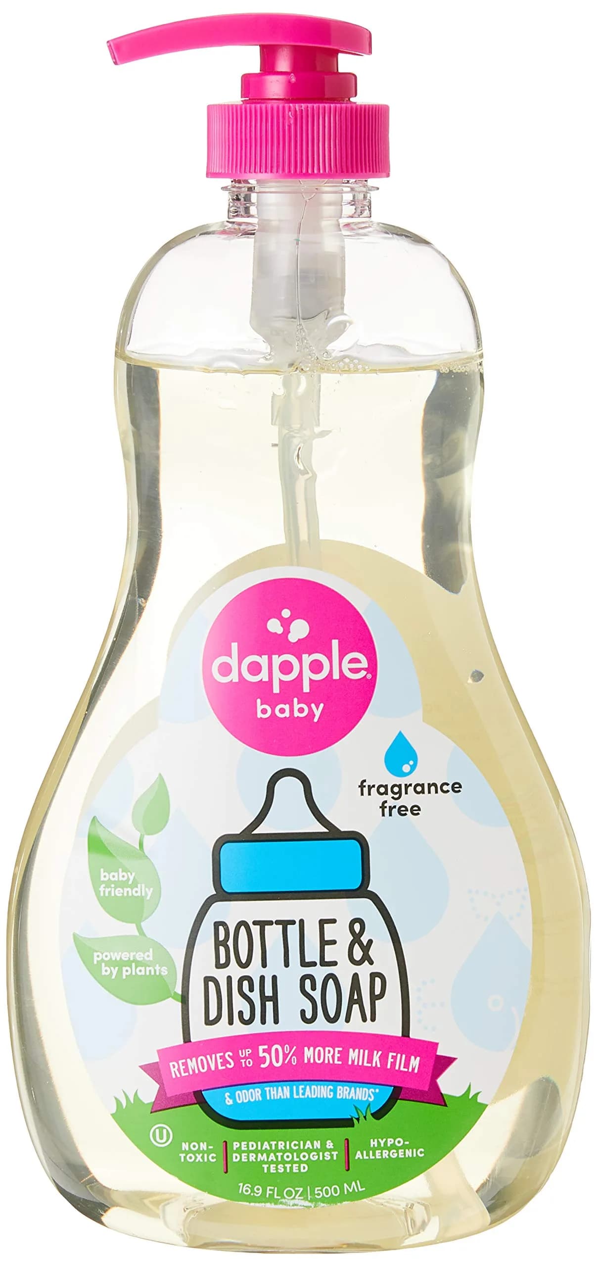 Dapple Baby Bottle & Dish Liquid, 1000ml (33.8 Fl Oz) | Fragrance-Free, Green Technology Formula - main product image