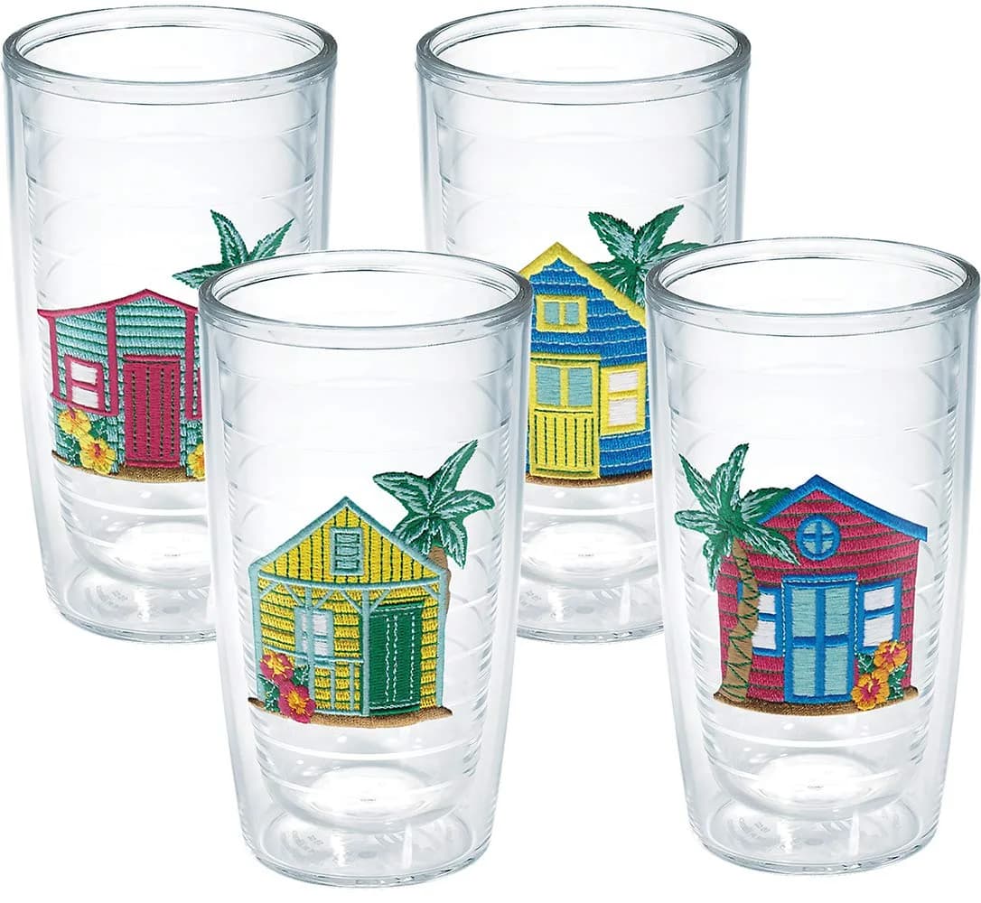 Tervis Made in USA Double Walled Beach House Retreat Collection Insulated Tumbler Cup Keeps Drinks Cold & Hot, 16oz 4pk