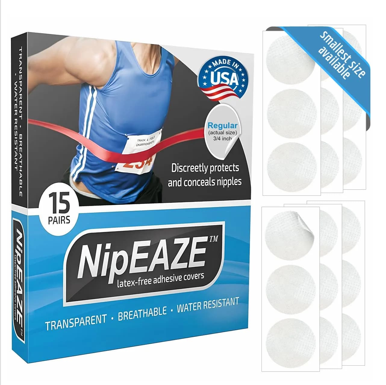 NipEaze Original Sports Nipple Covers - 30 Pcs (15 Pairs) | Patented Anti-Chafe Protection - main product image