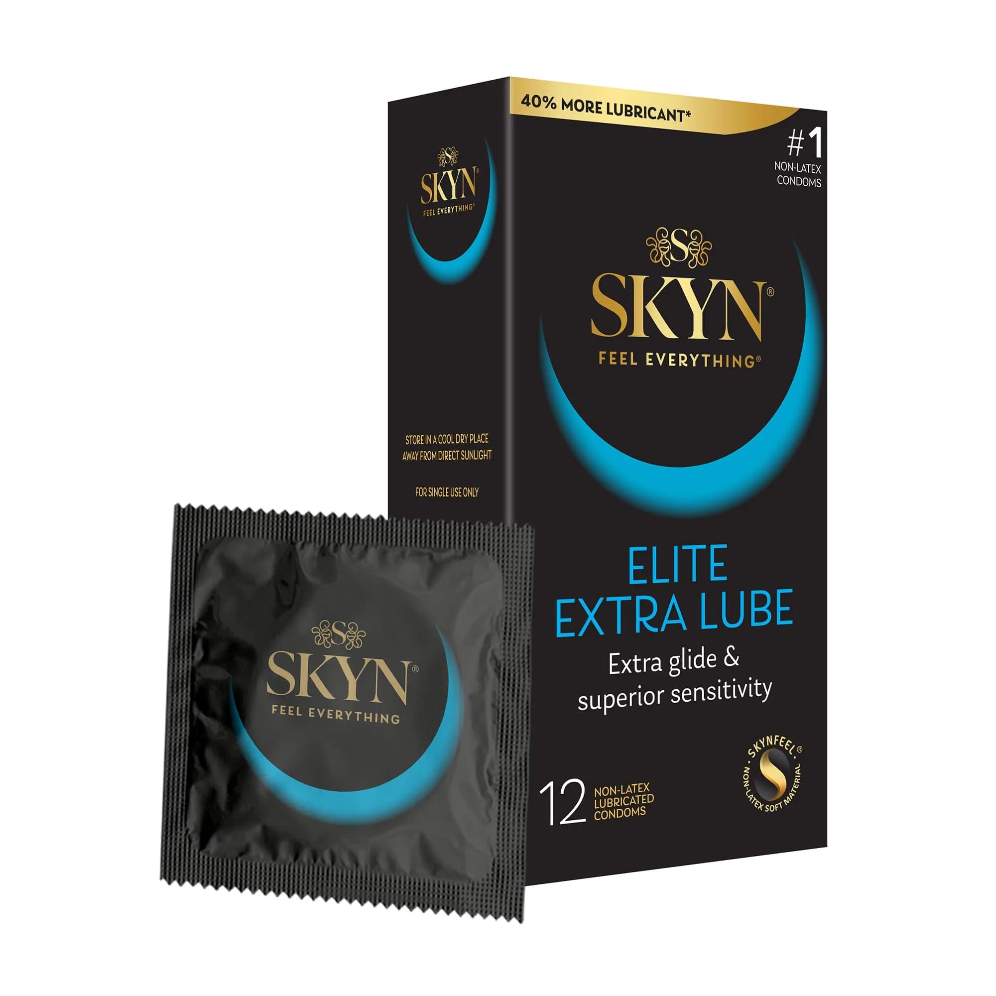 SKYN Elite Extra Lube Condoms – 12 Count – Ultra-Thin, Lubricated Latex-Free Condoms | Superior Sensitivity - main product image