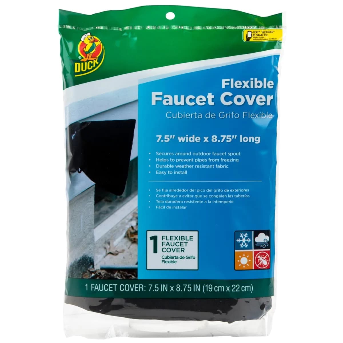 Duck Insulated Soft Flexible Faucet Cover 7.5 in x 8.75 in | Weather-Resistant Winter Pipe Protector