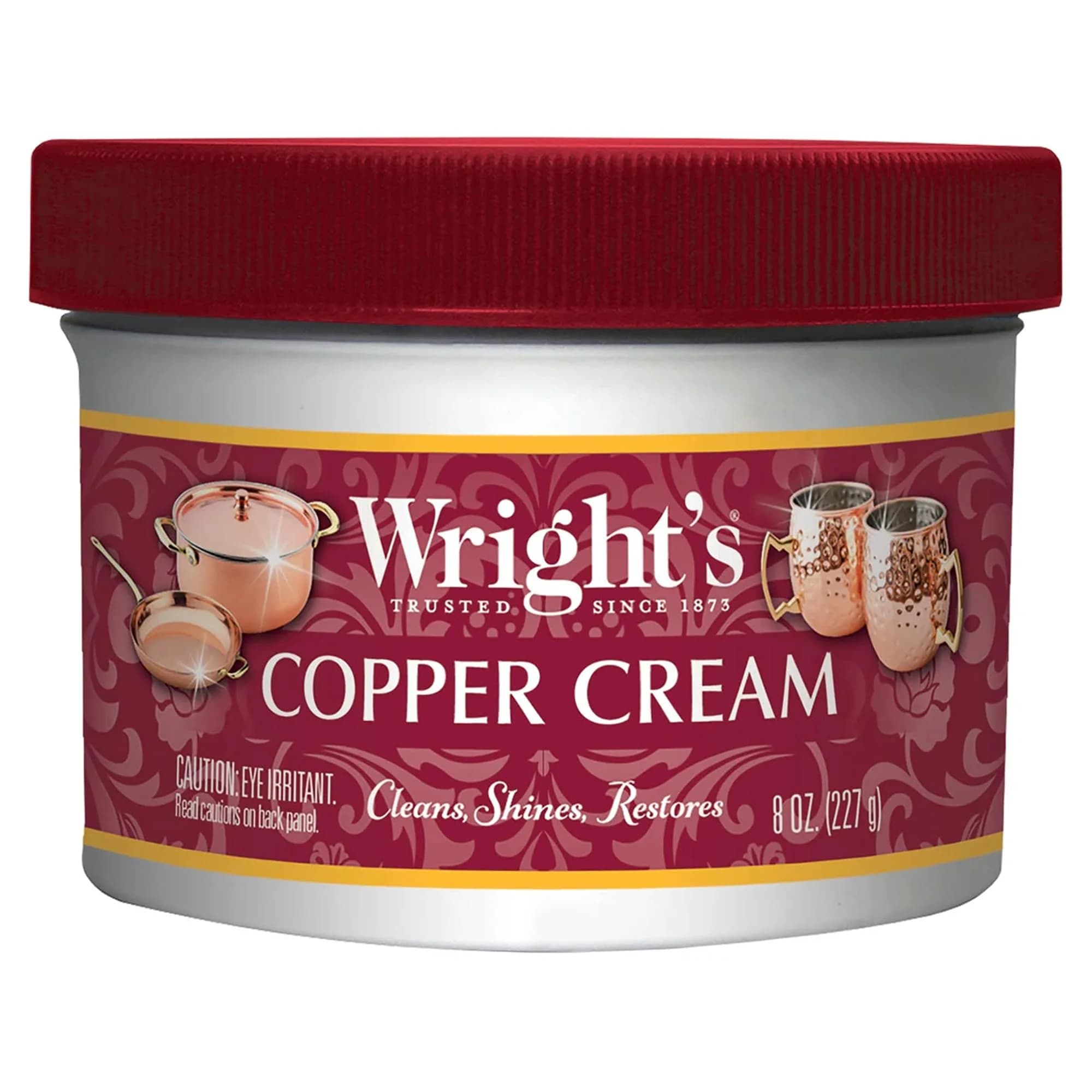 Wright's Copper, Brass Cream Cleaner 236ml (8 Fl Oz) | Gently Cleans and Removes Tarnish Without Scratching - main product image