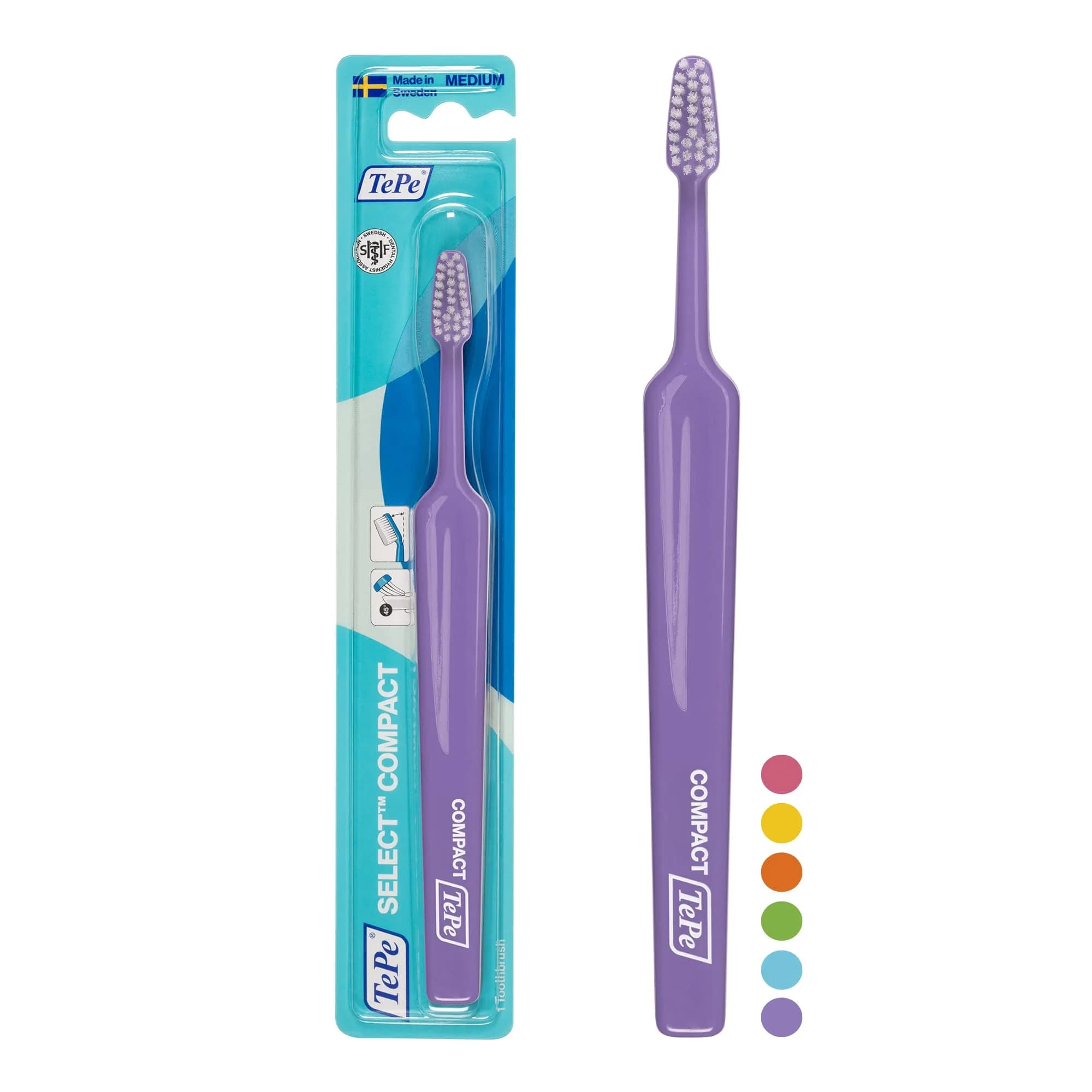 TePe Select Compact Medium Toothbrush | User-Friendly Small Head for Adults & Older Children - main product image